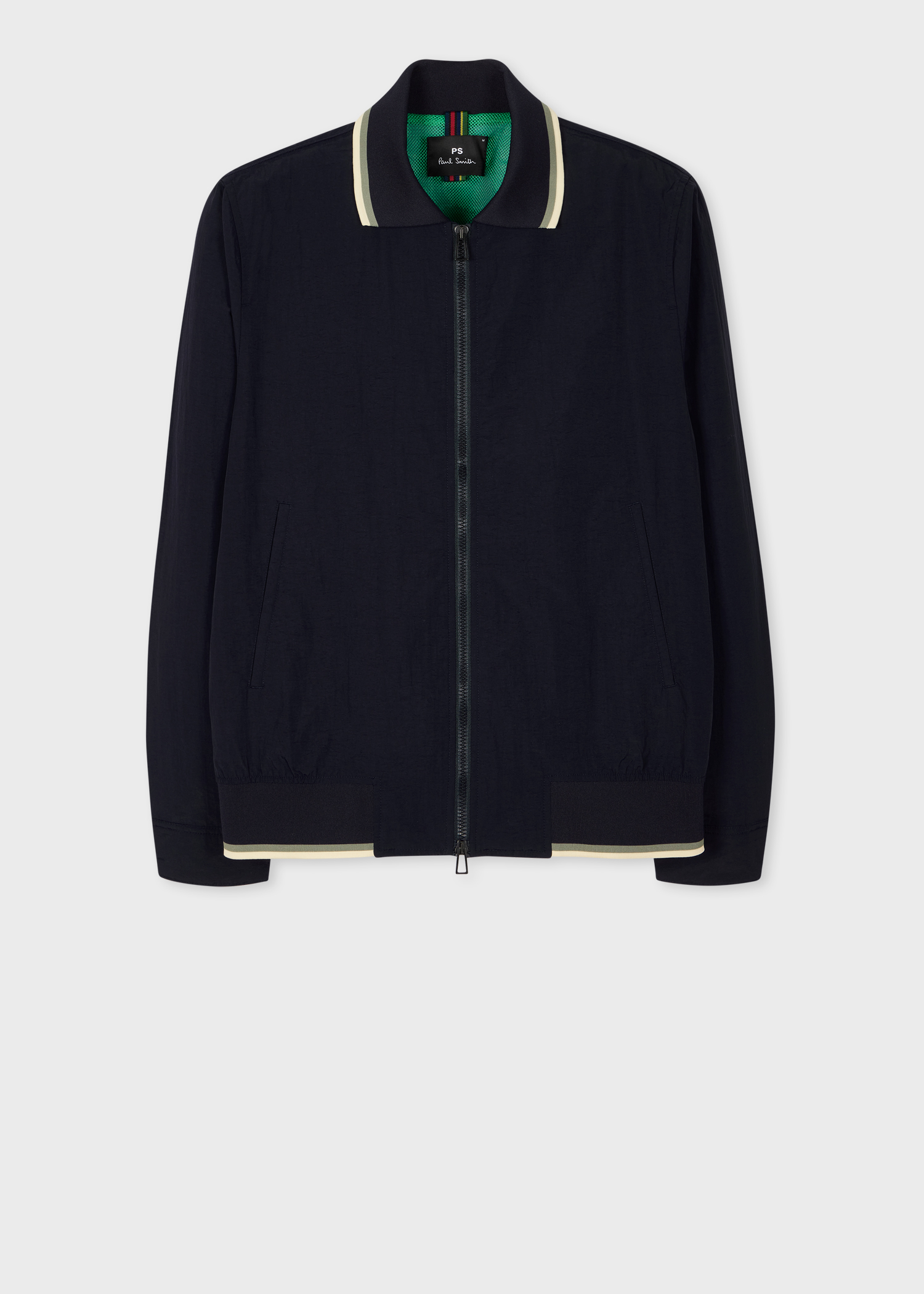 PS Paul Smith Men's Navy Rib Hem RecycledNylon Harrington Jacket