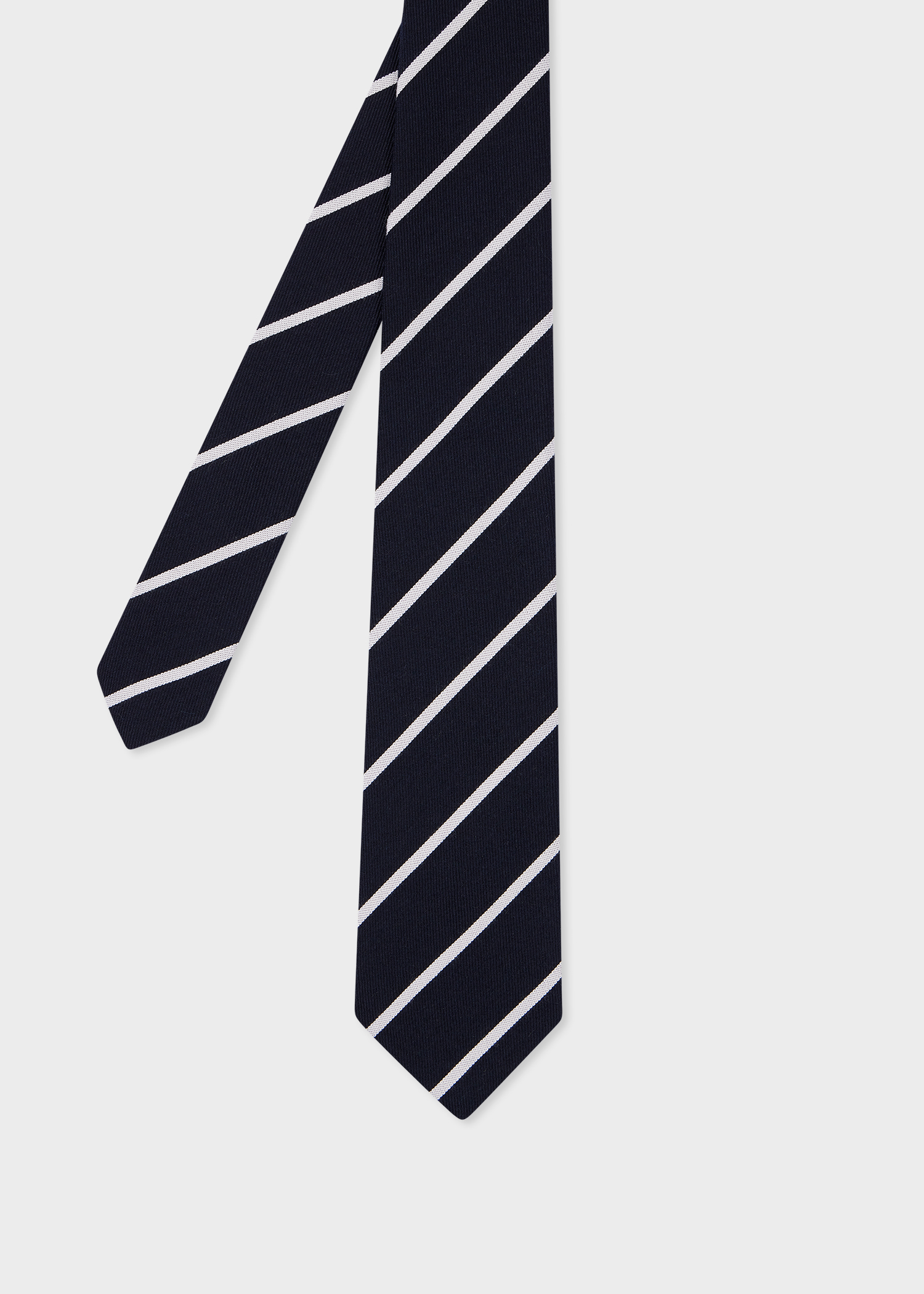 Navy Wool-Silk Diagonal Stripe Tie