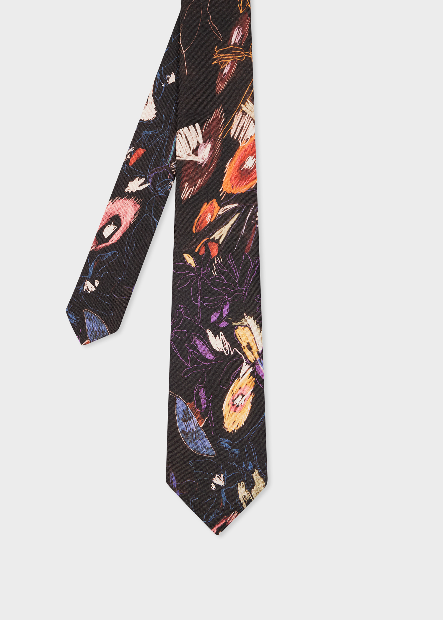 Black 'Sketchbook Botanical' Tie