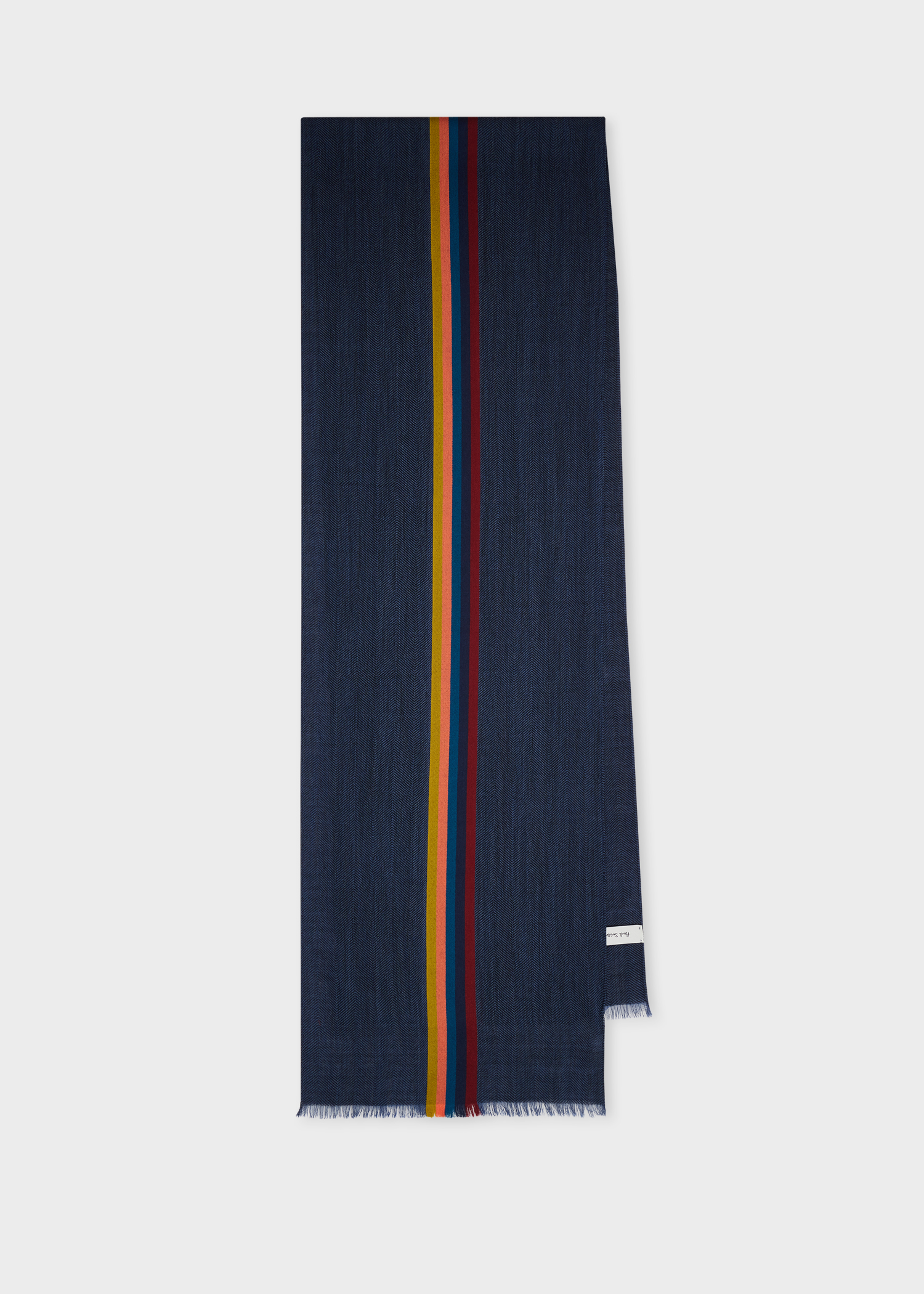 Men's Dark Navy 'Artist Stripe' Band Herringbone Scarf