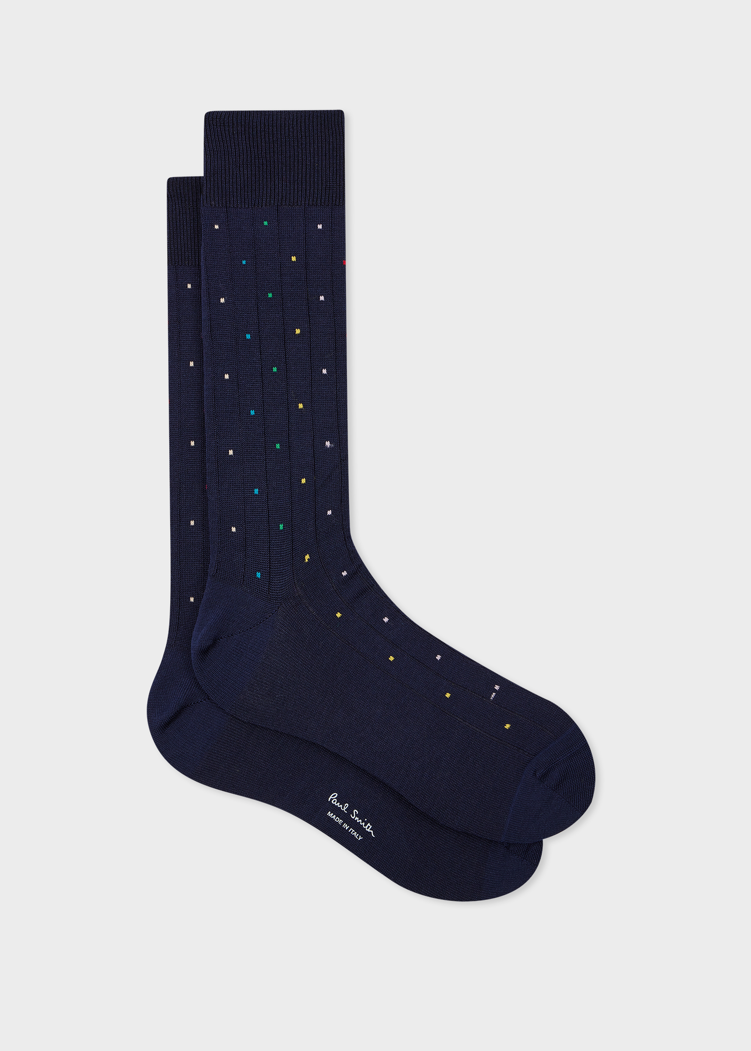 Navy Blue Cotton Blend Mutli Colour Polka Dot Socks