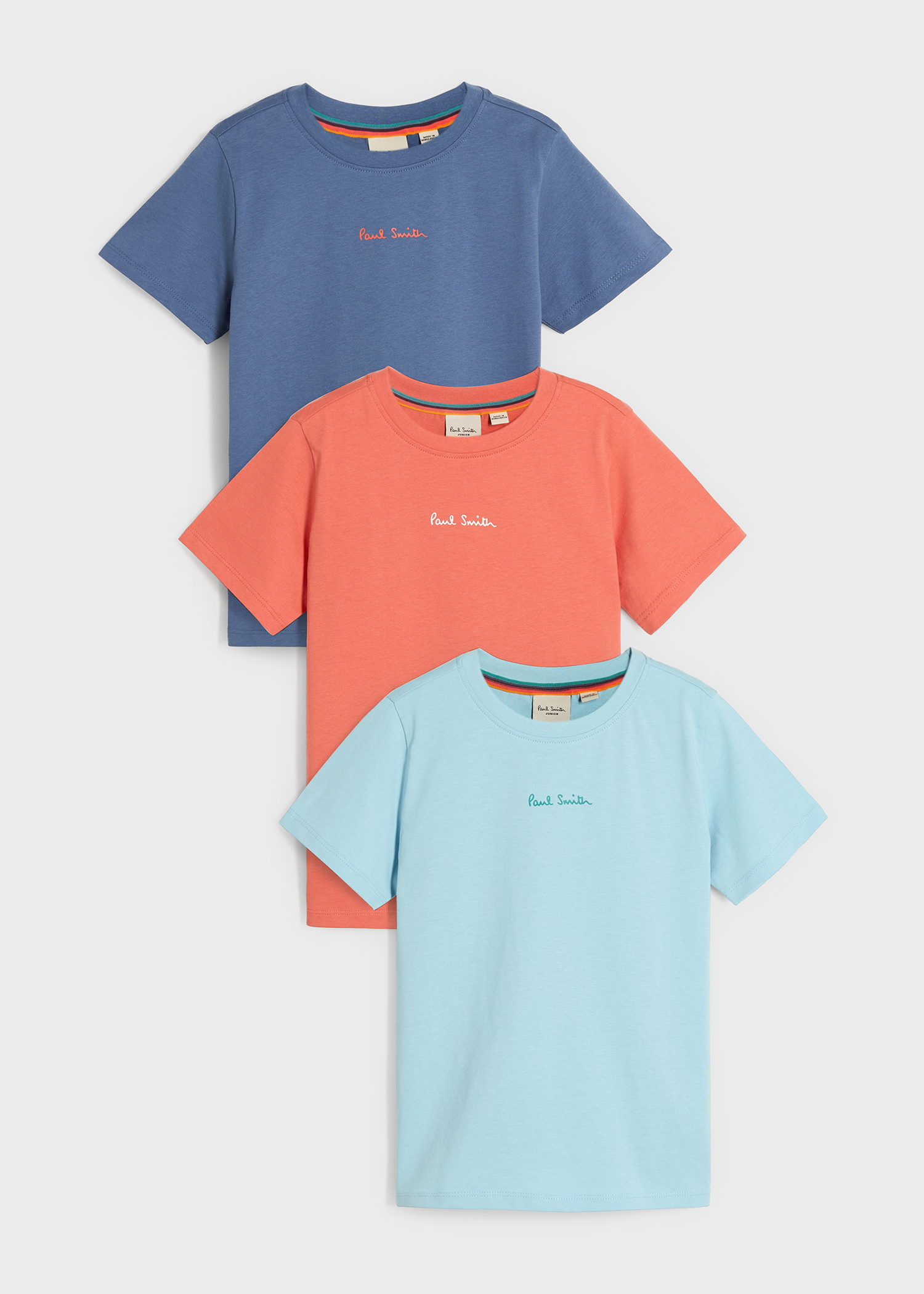 2-13 Years Navy, Coral & Blue Signature T-Shirts Set 3 Pack