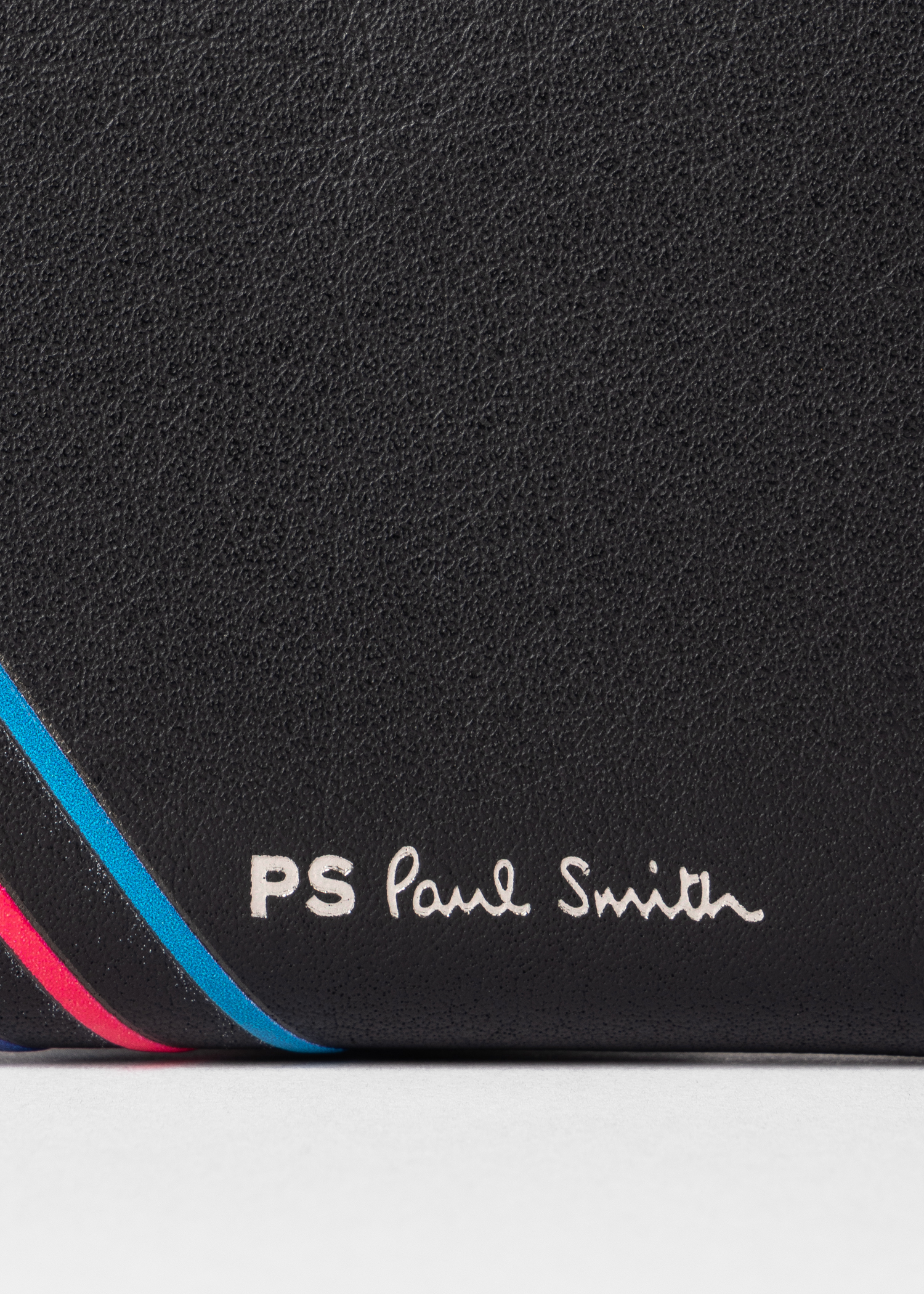 PS Paul Smith Black Leather Floral PS Happy Zip Pouch Wallet