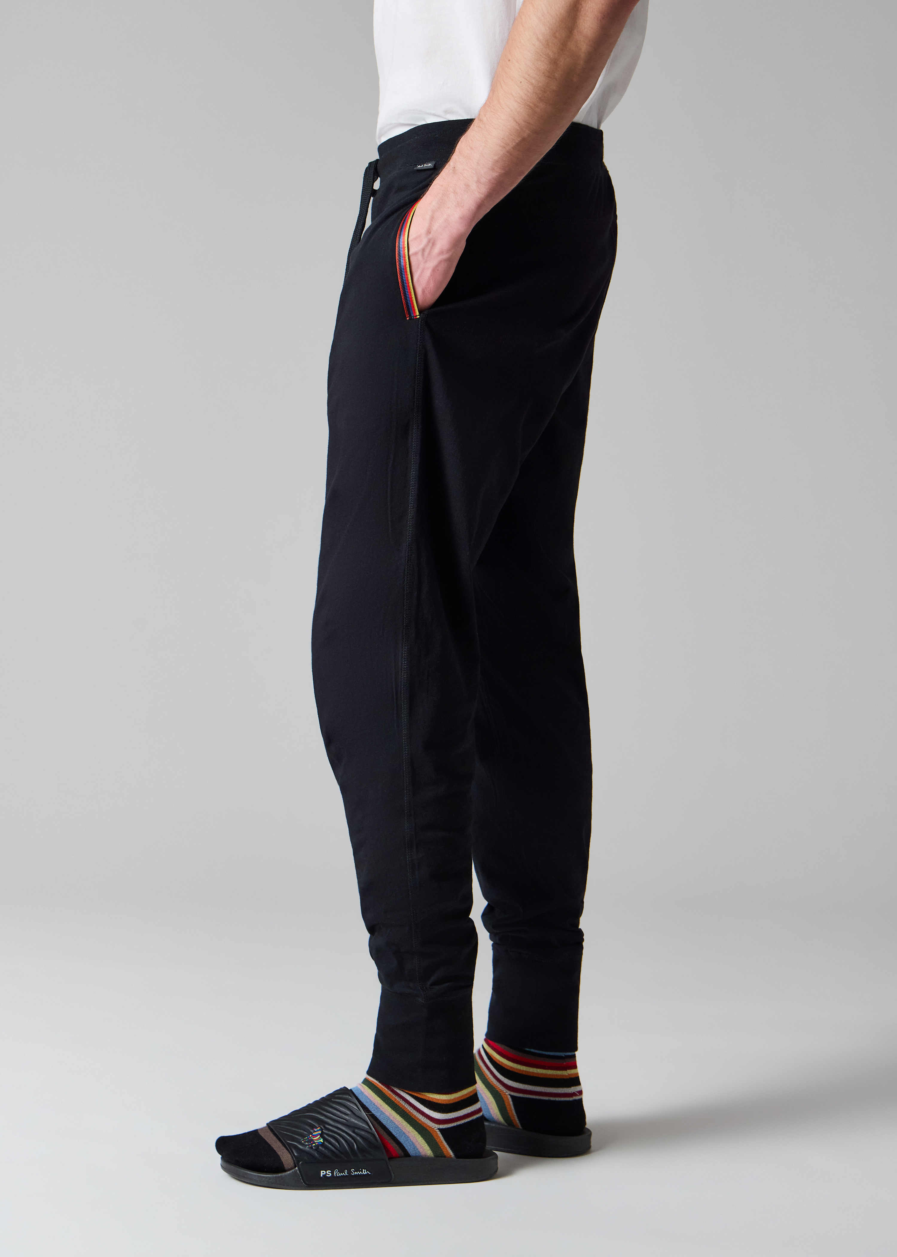Men's Black Cotton Jersey Zip Lounge Hoodie