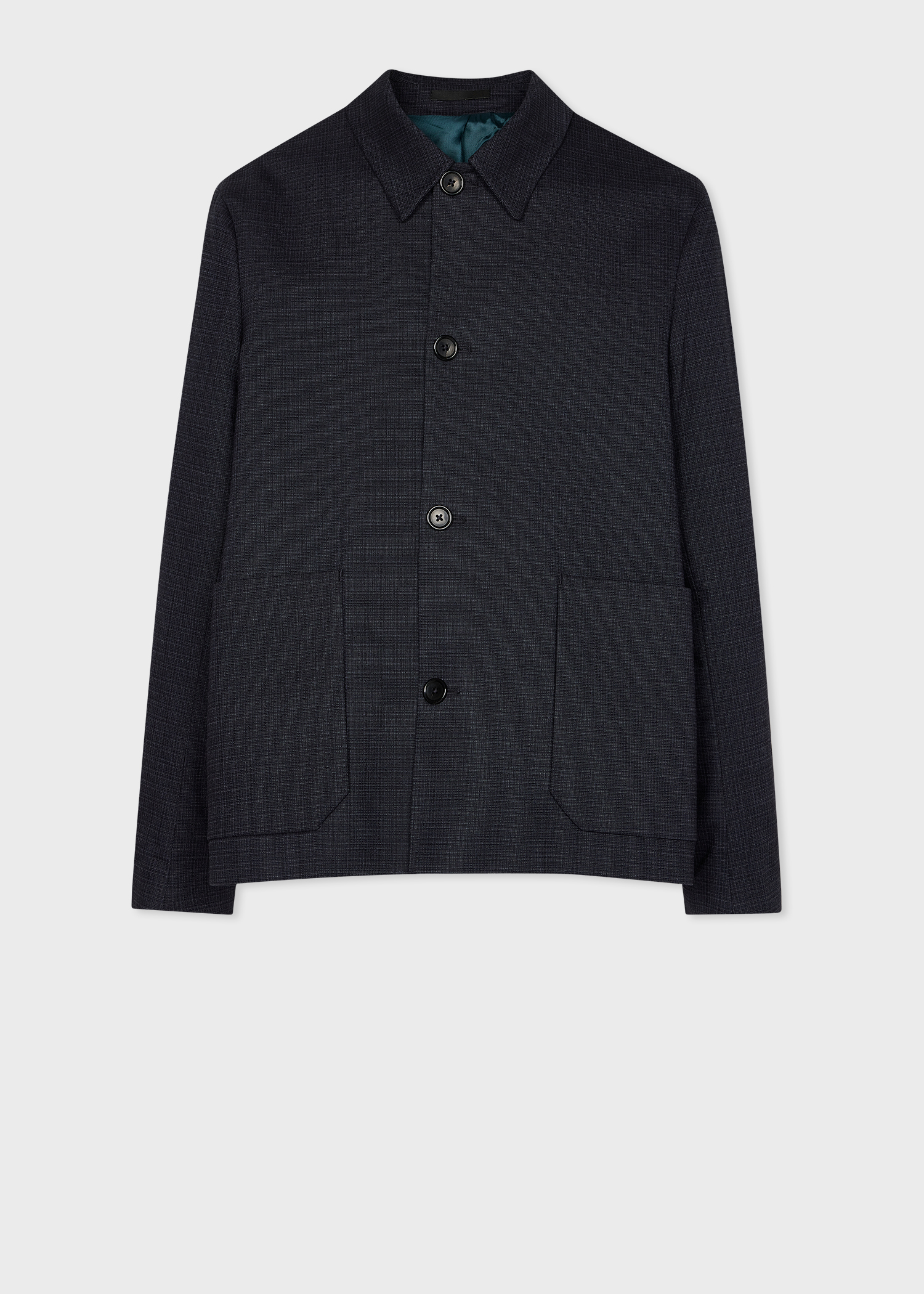 Navy Blue Cotton-Blend Worker Jacket