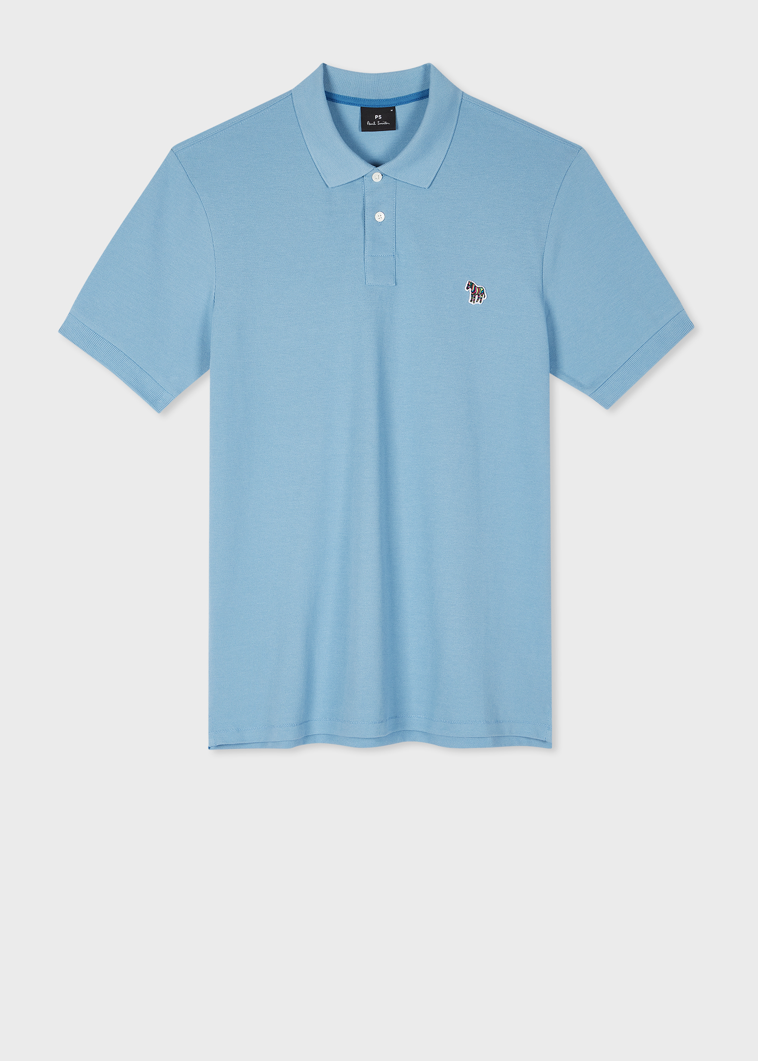 Men's Pale Blue Organic Cotton Zebra Polo Shirt