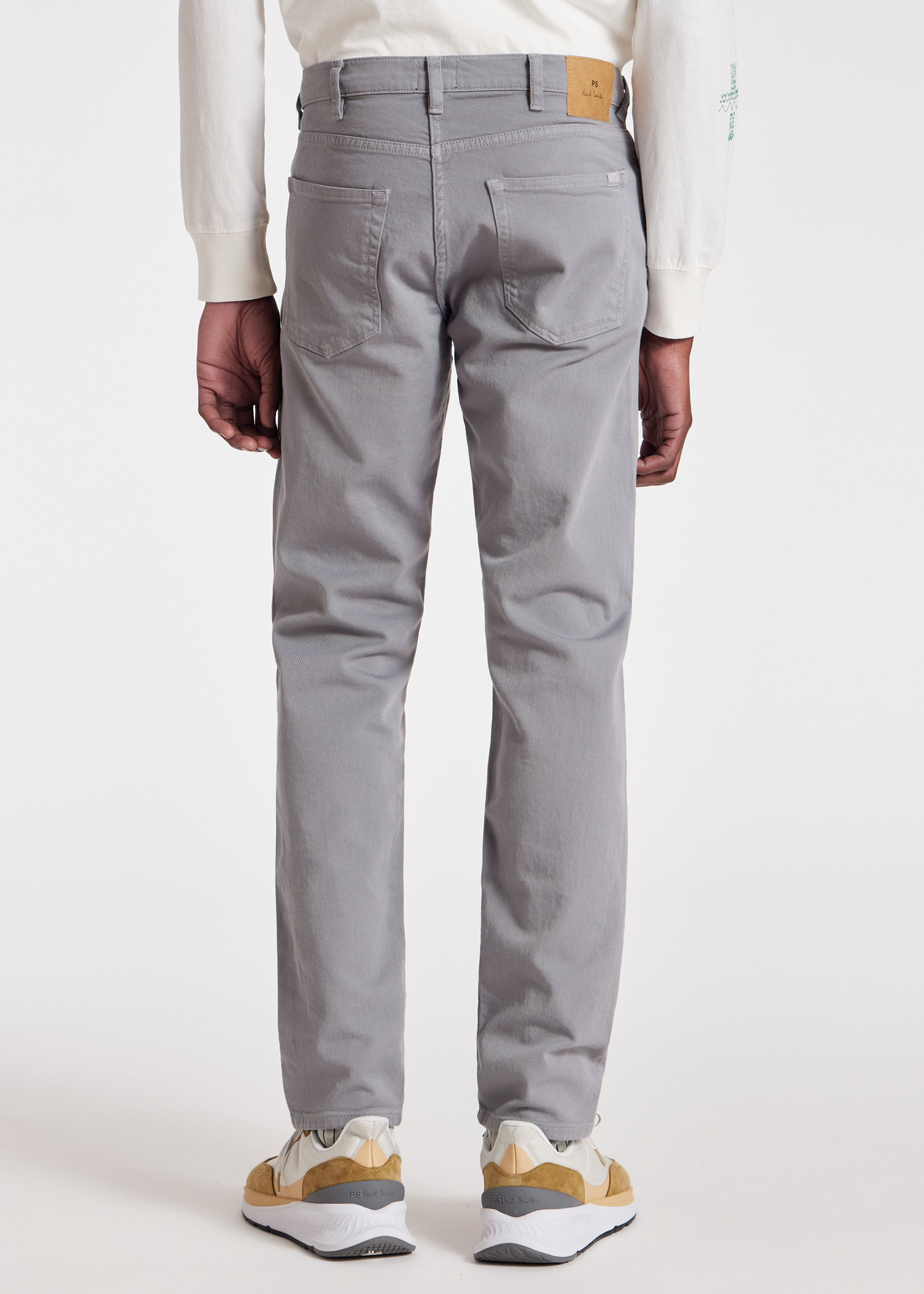 Tapered-Fit Light Grey Garment-Dyed Cotton-Stretch Jeans