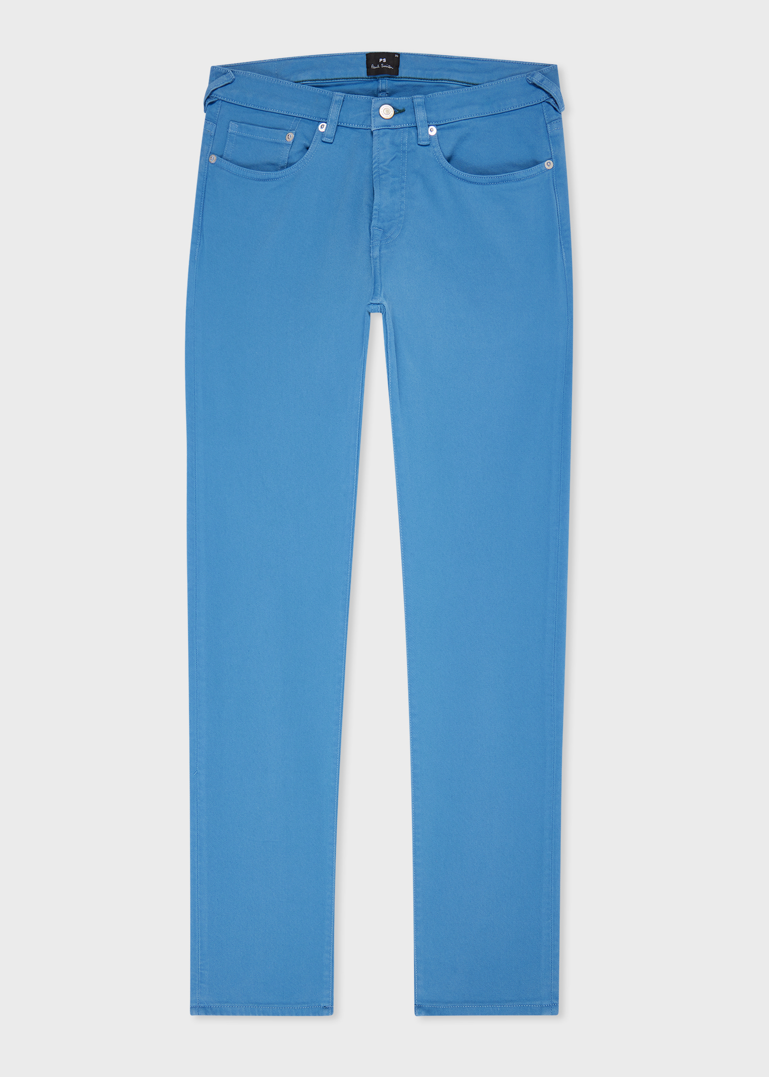 Tapered-Fit Bright Blue Garment-Dyed Organic Cotton-Stretch Jeans