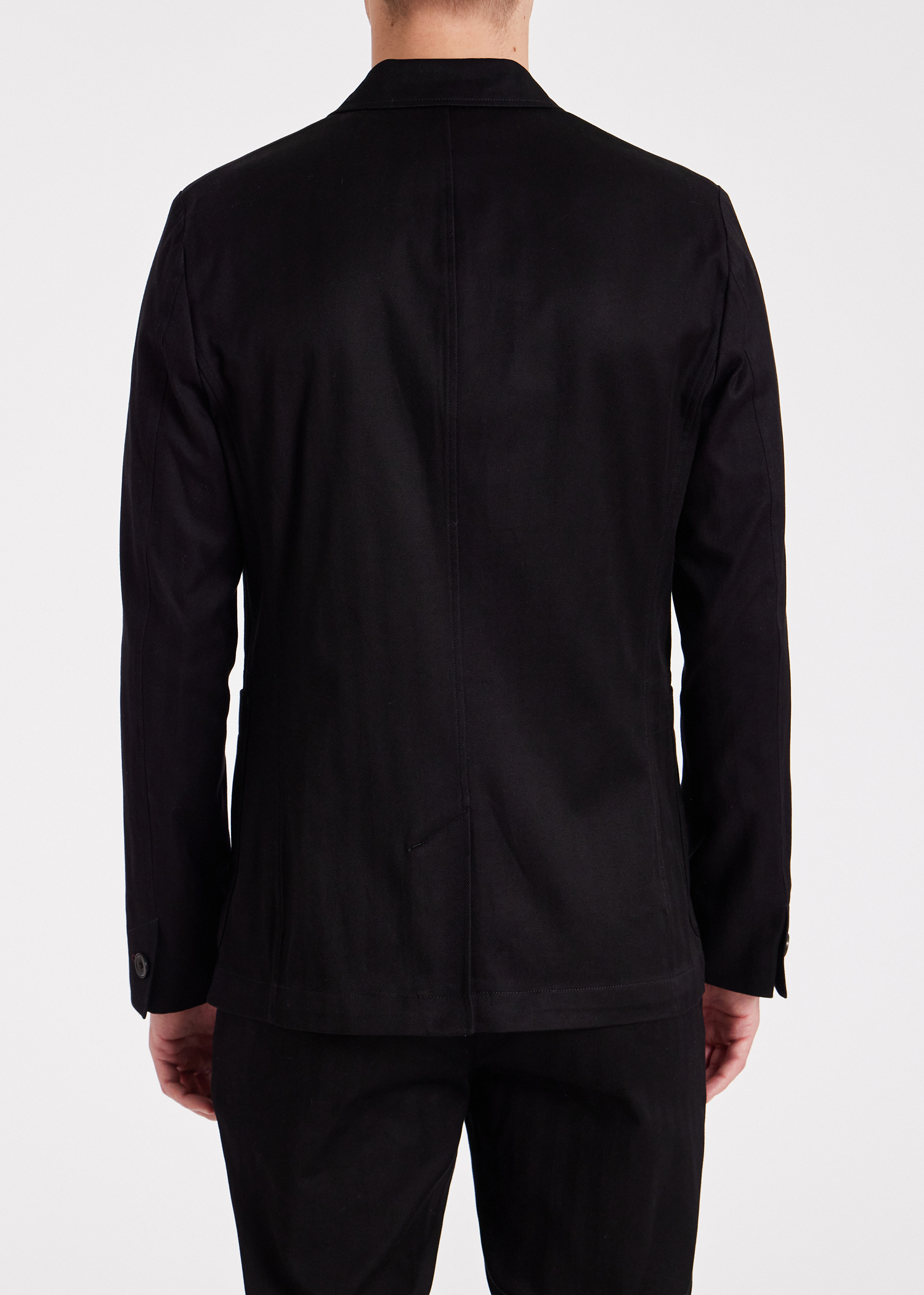 Casual-Fit Black Herringbone Organic-Cotton Suit 