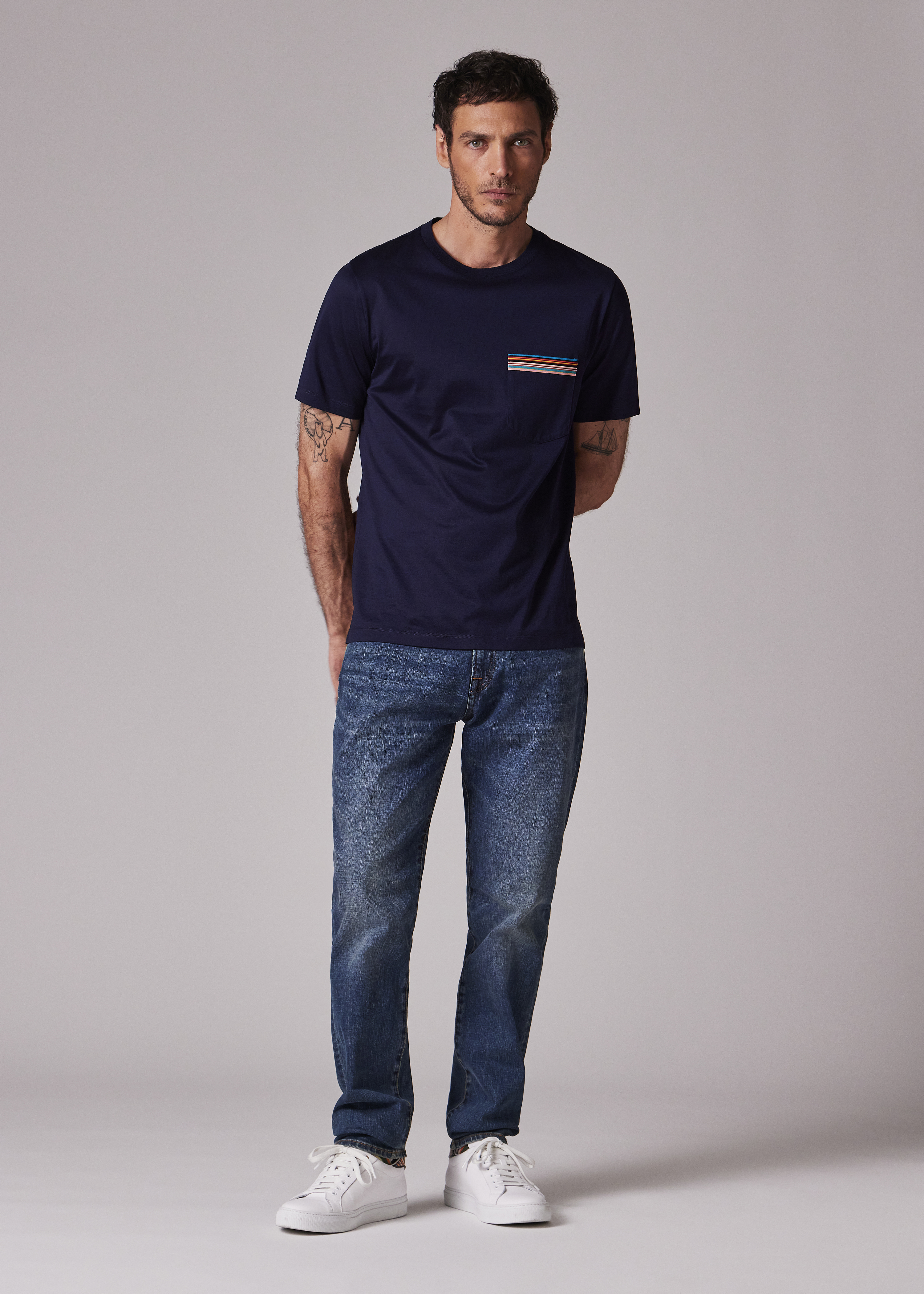 【PS25FW186】PAUL SMITH ジーンズ M2A 301ZW T21601 Men's Tapered-Fit Antique Wash 'Organic Reflex Stretch' Jeans