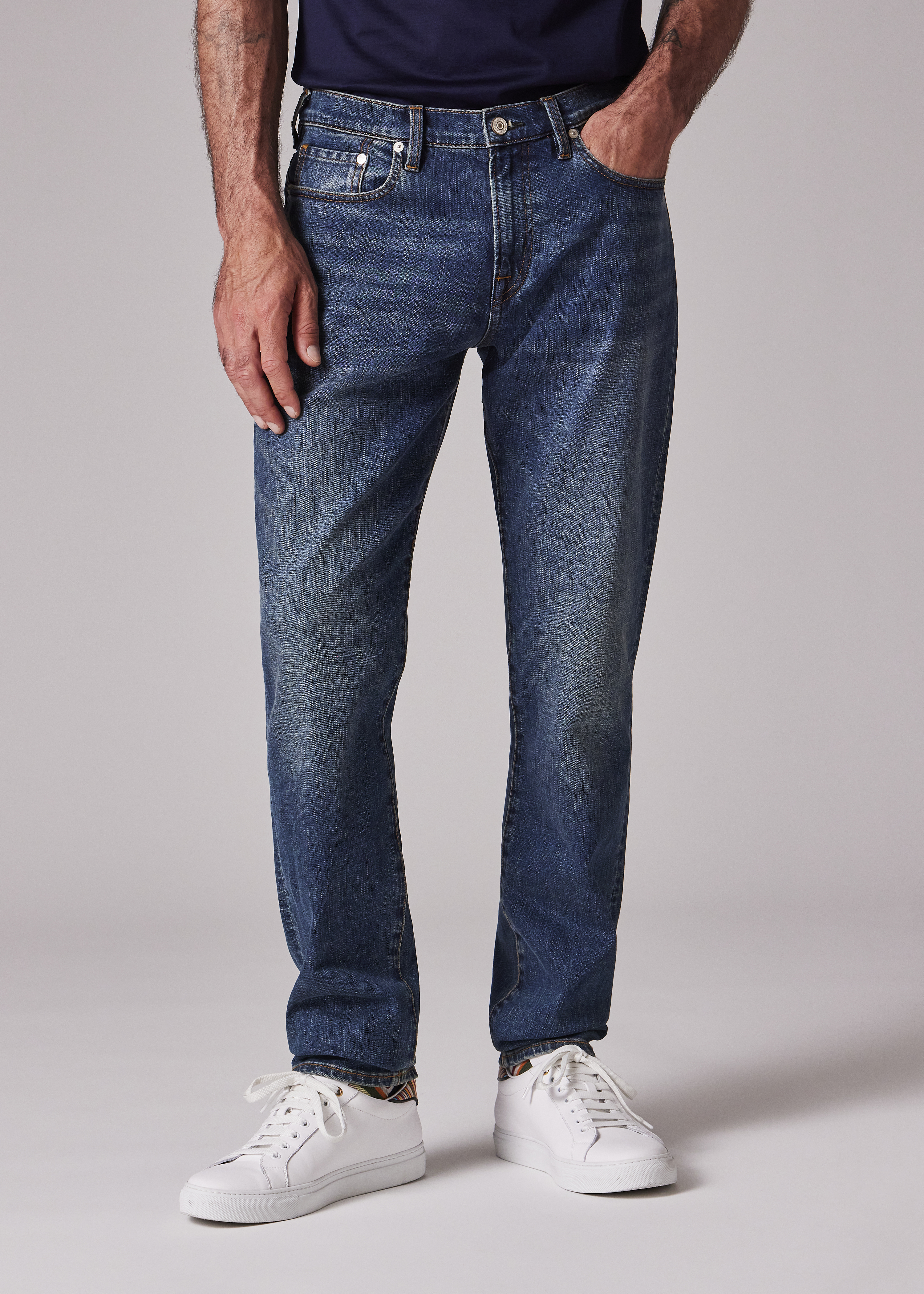 【PS25FW186】PAUL SMITH ジーンズ M2A 301ZW T21601 Tapered-Fit Garment Dyed Navy Jeans