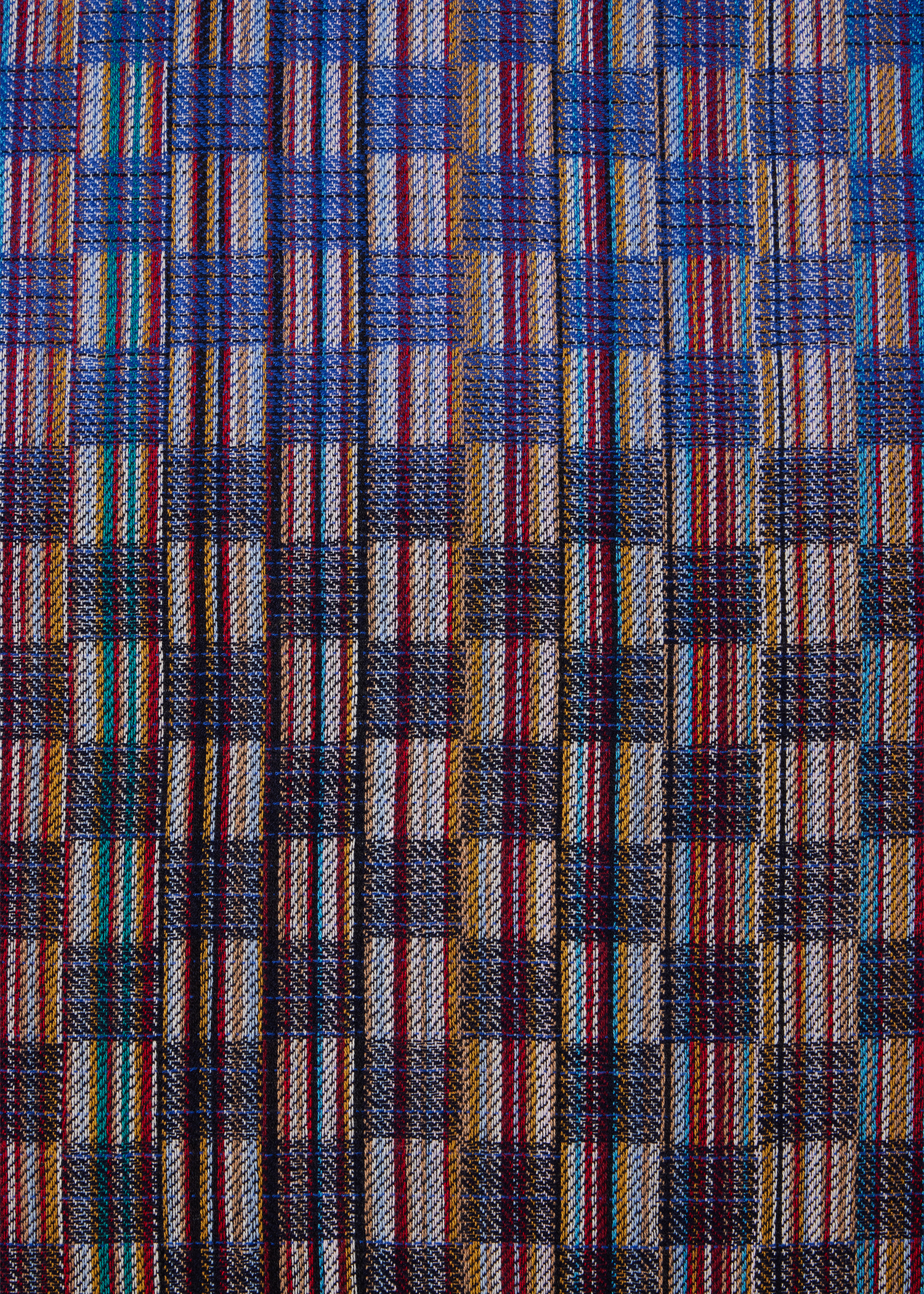 Men's Blue 'Signature Stripe' Basket Weave Wool-Silk Scarf