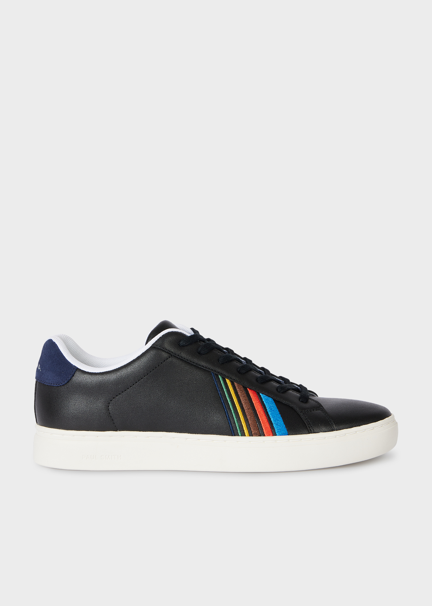 Men's Black Leather 'Sports Stripe' 'Rex' Sneakers