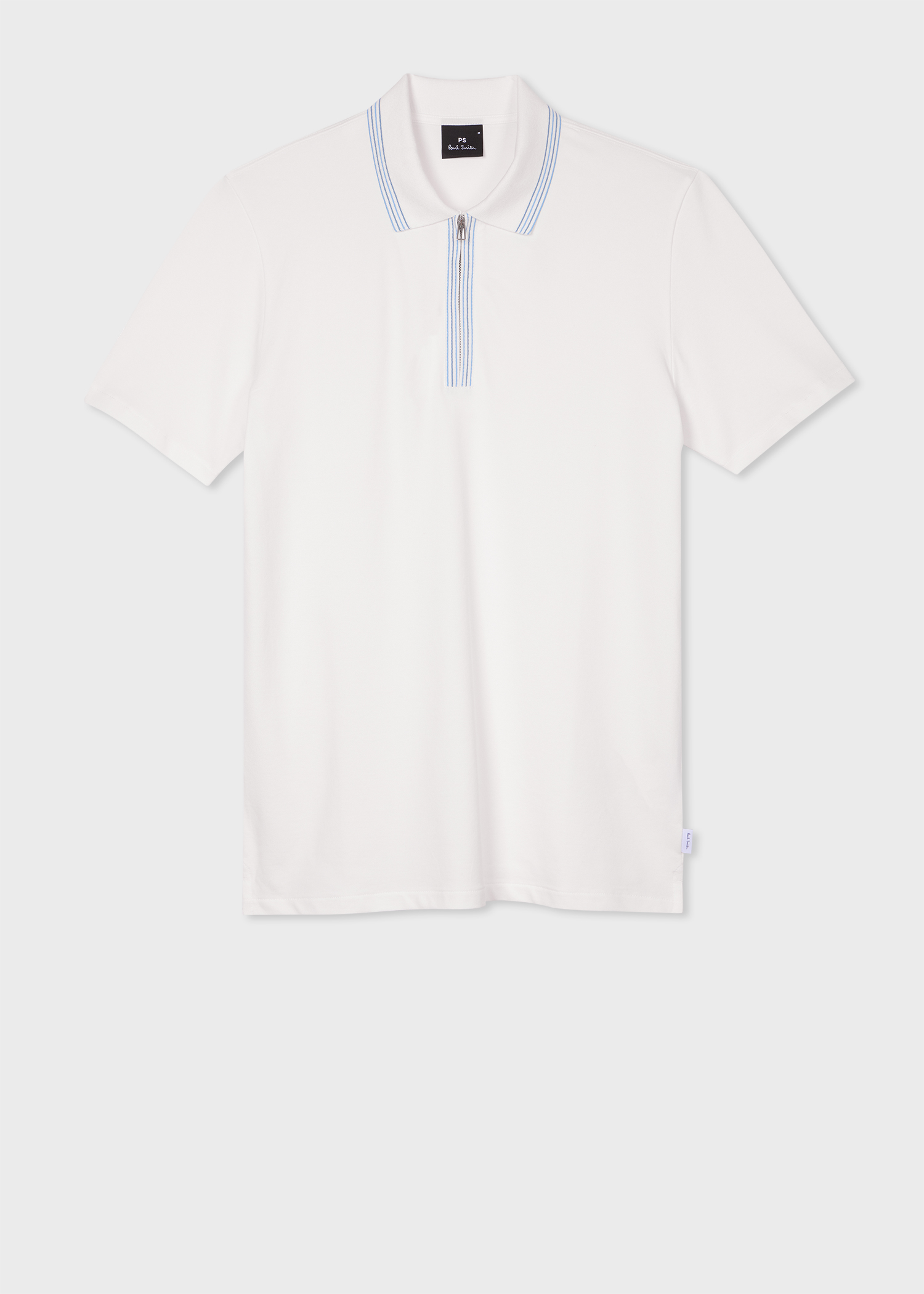 Zip Cotton Polo - Otter/White