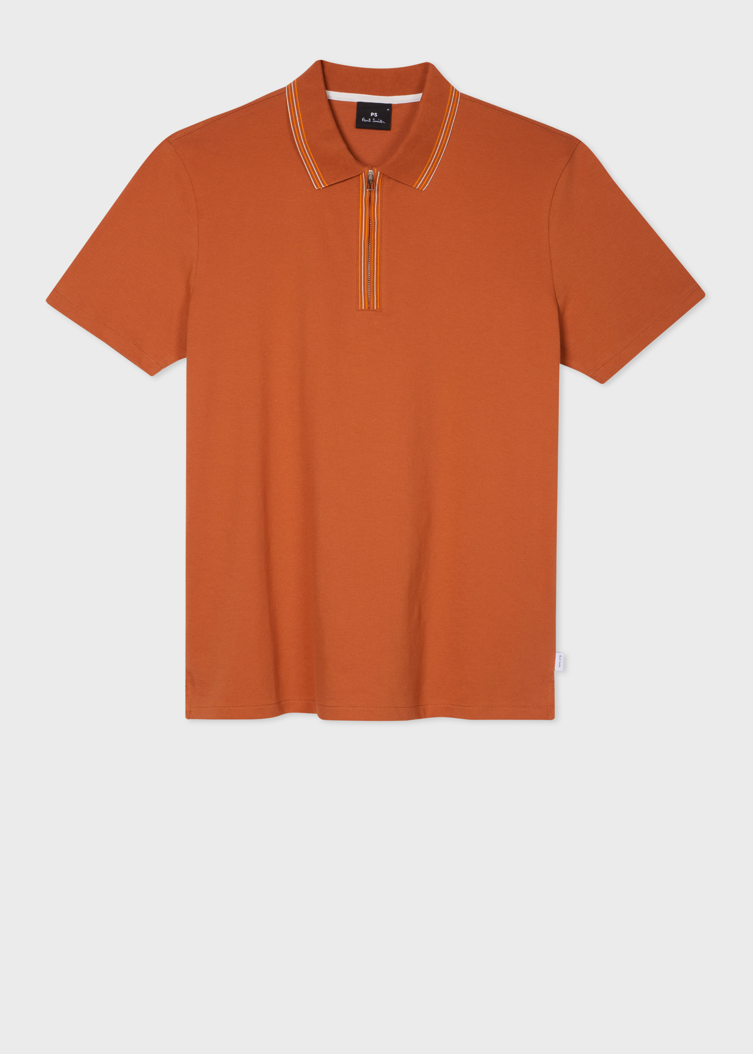 PS Paul Smith Burnt Orange Zip Neck Stretch-Cotton Polo Shirt | King's ...