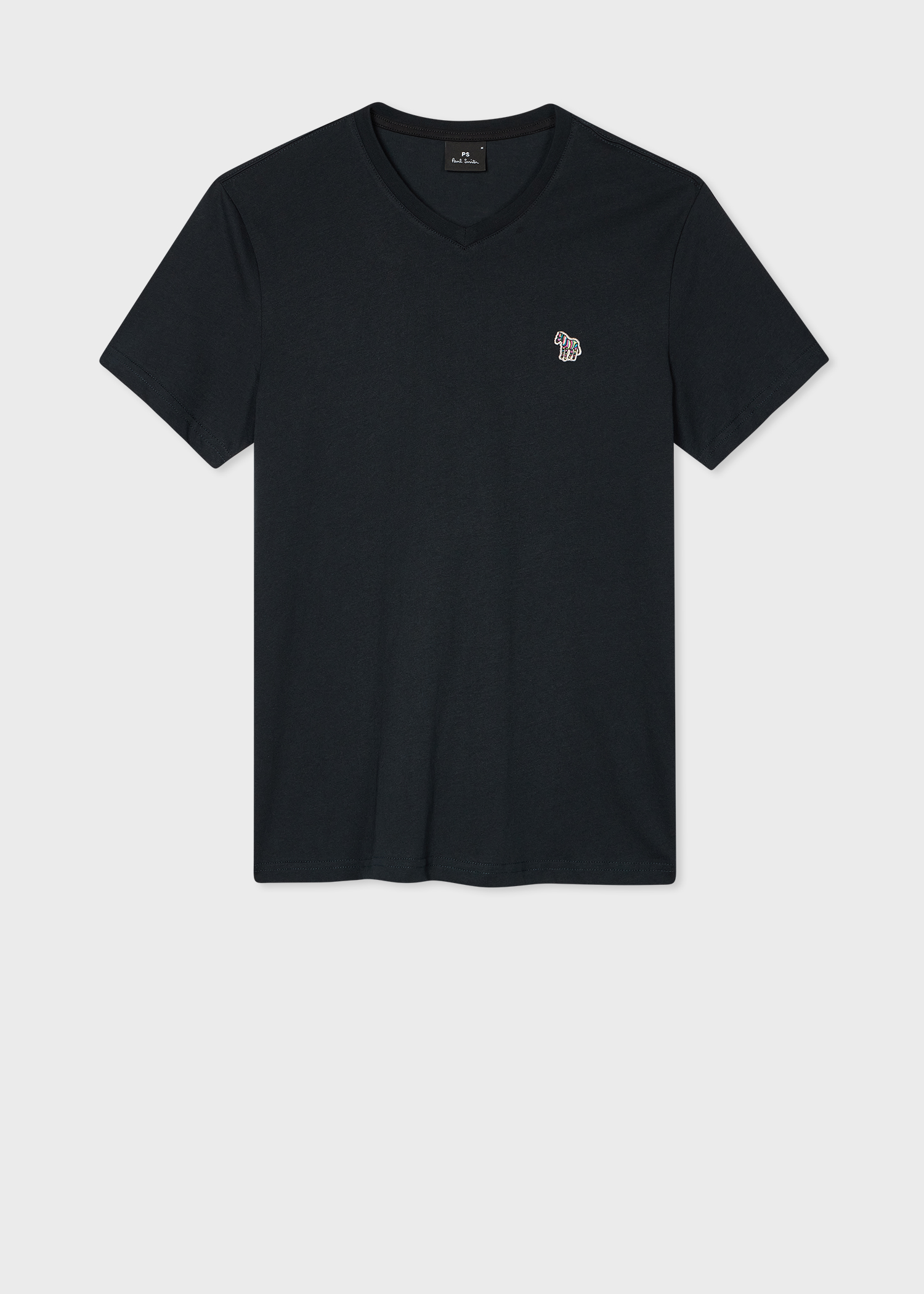 Men's Navy Organic Cotton V-Neck Zebra Logo T-Shirt