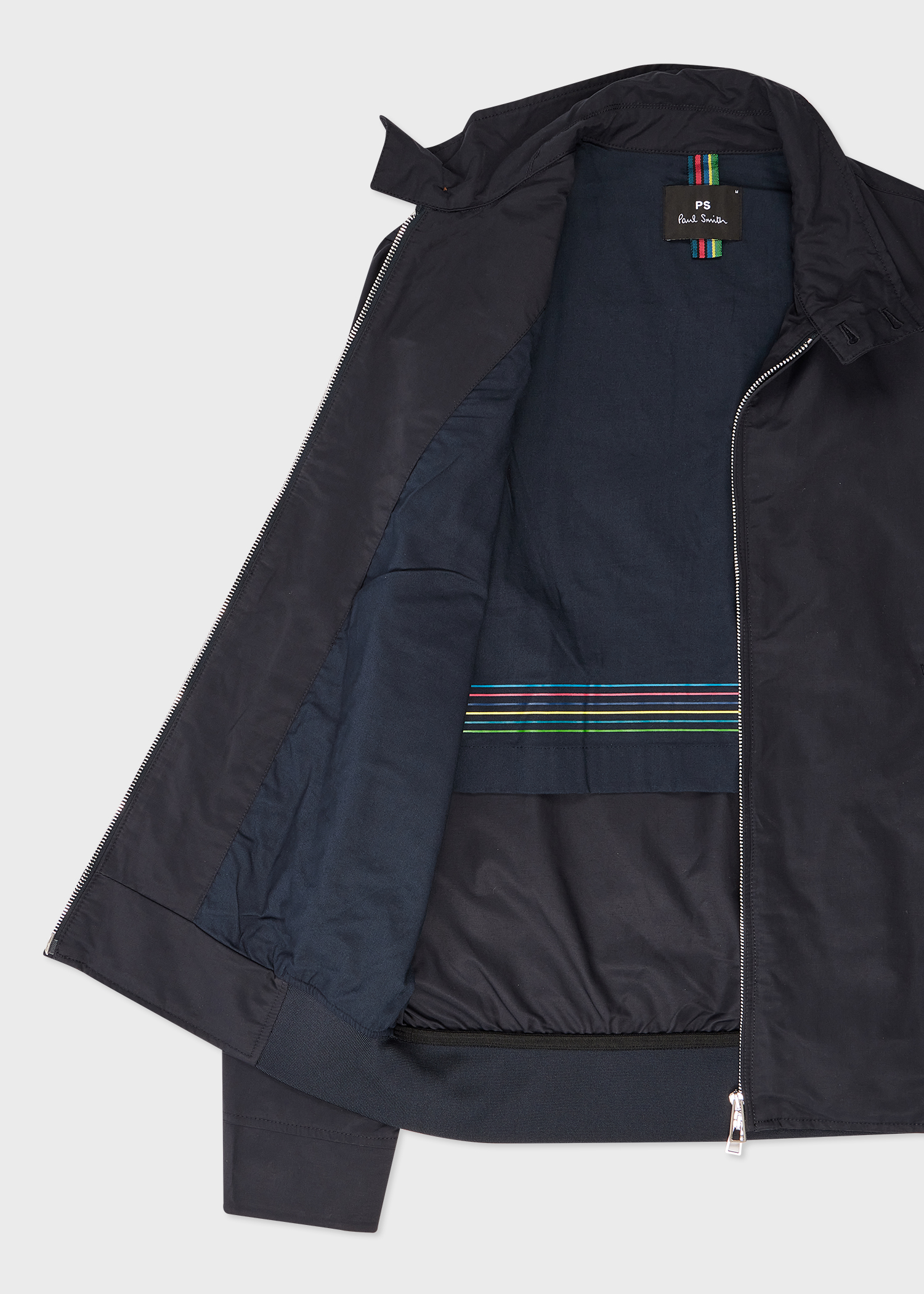 Men's Navy Cotton-Nylon Harrington Jacket