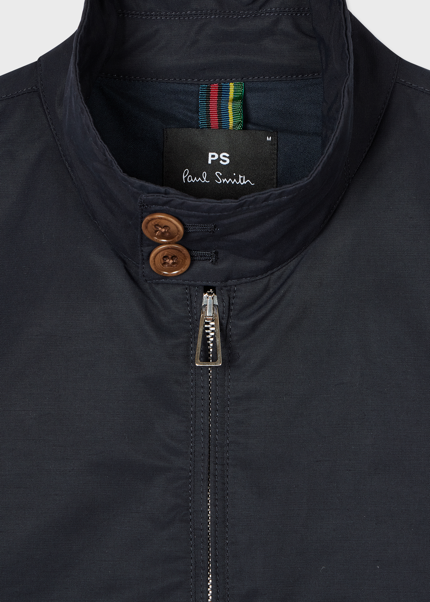 Men's Navy Cotton-Nylon Harrington Jacket