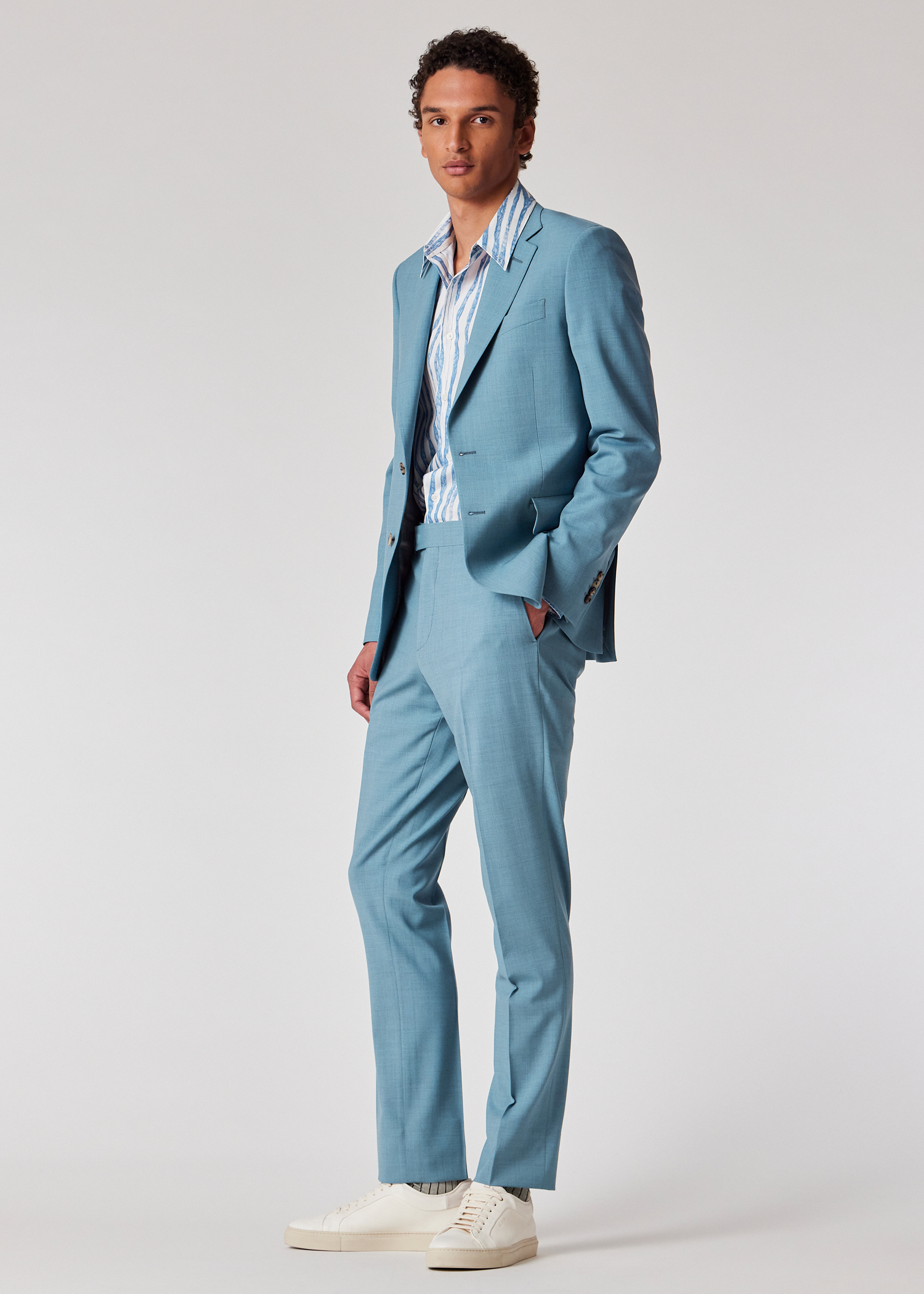 The Brierley - Blue Marl Overdyed Stretch-Wool Suit
