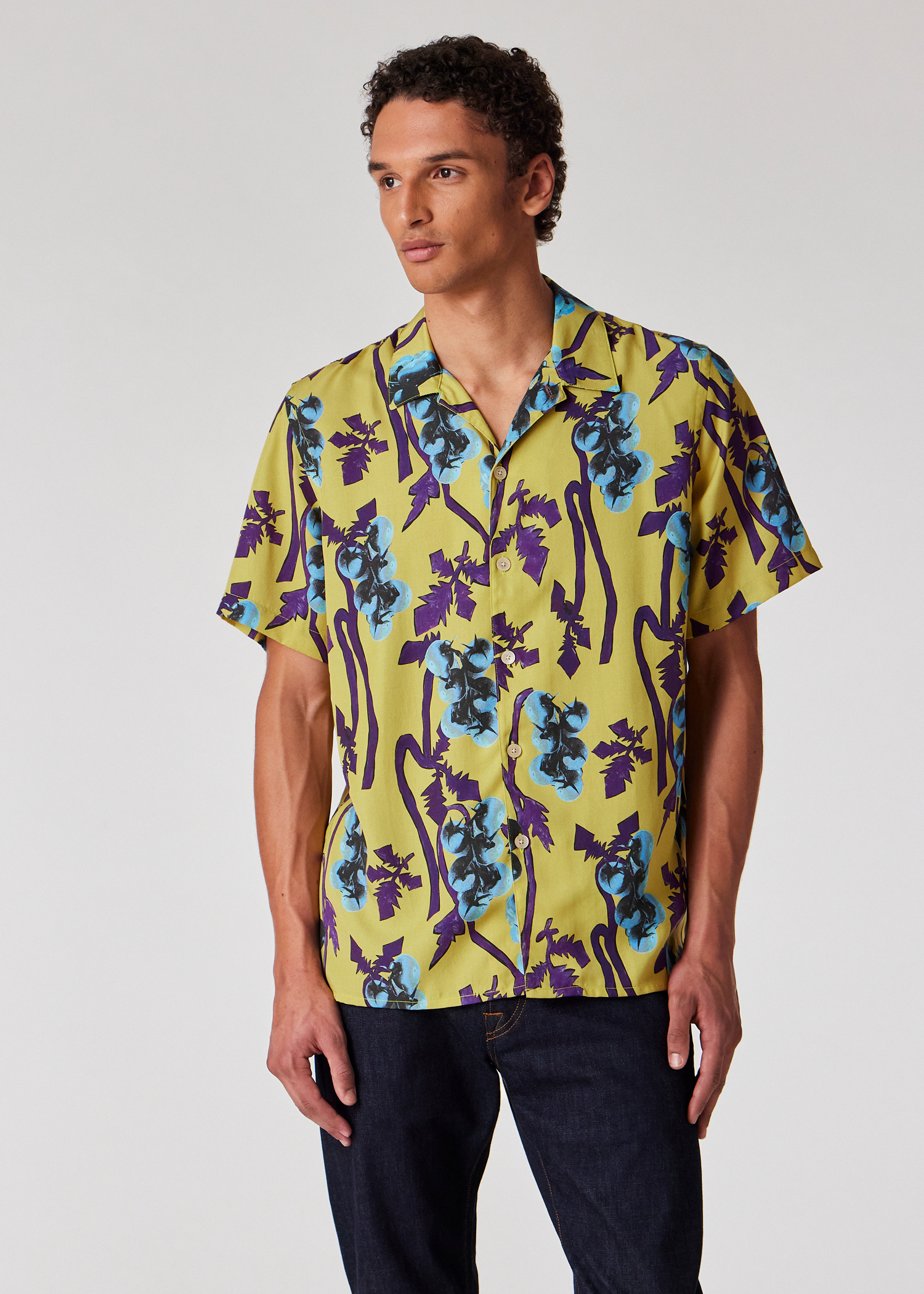 PS Paul Smith Yellow Chartreuse 'Tomato Vine' Print Shirt | King's
