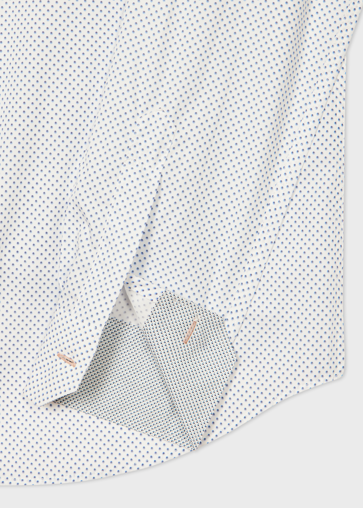 Men's Tailored-Fit White Polka Dot Cotton Shirt