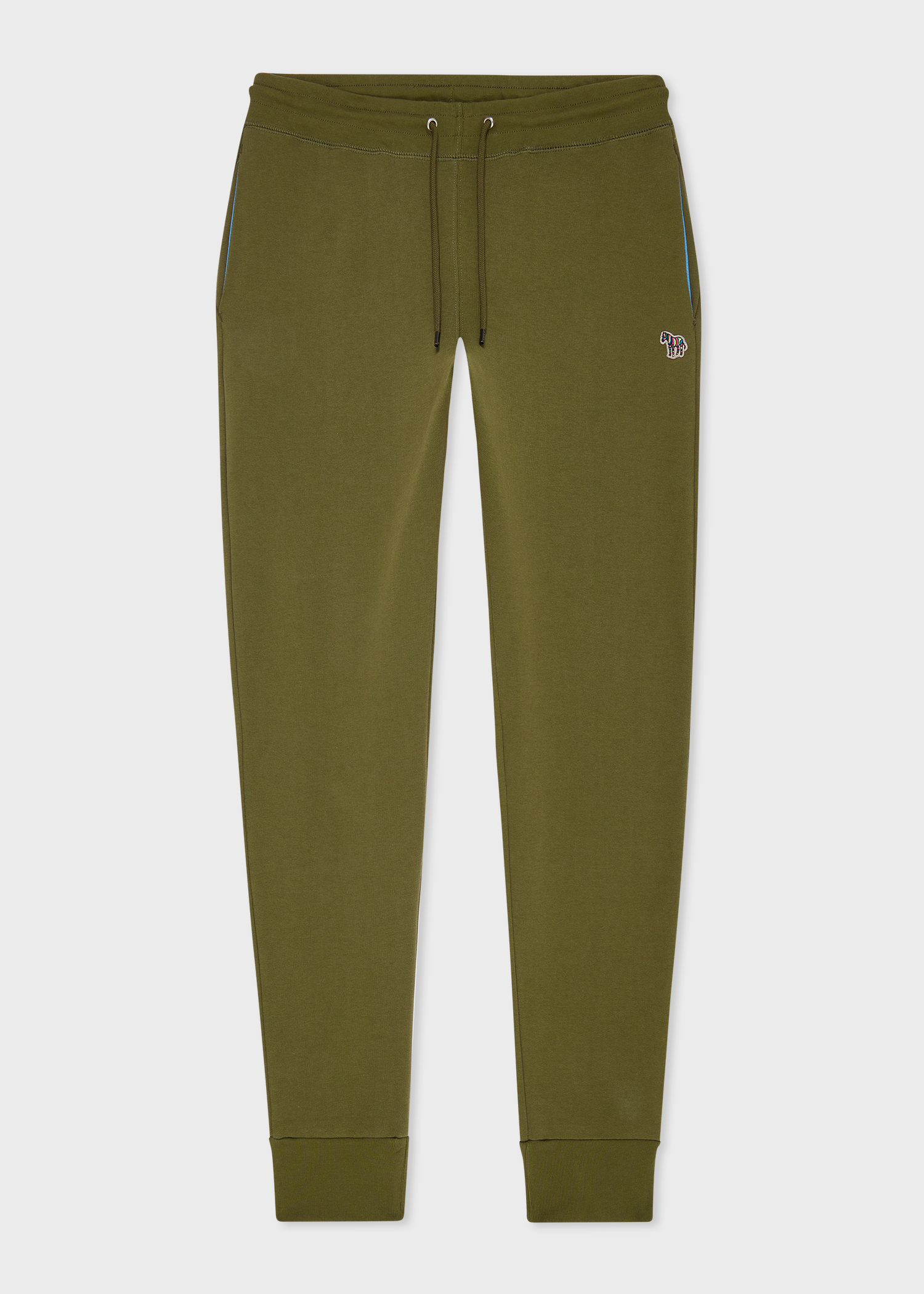 Slim-Fit Khaki Organic Cotton Zebra Logo Sweatpants