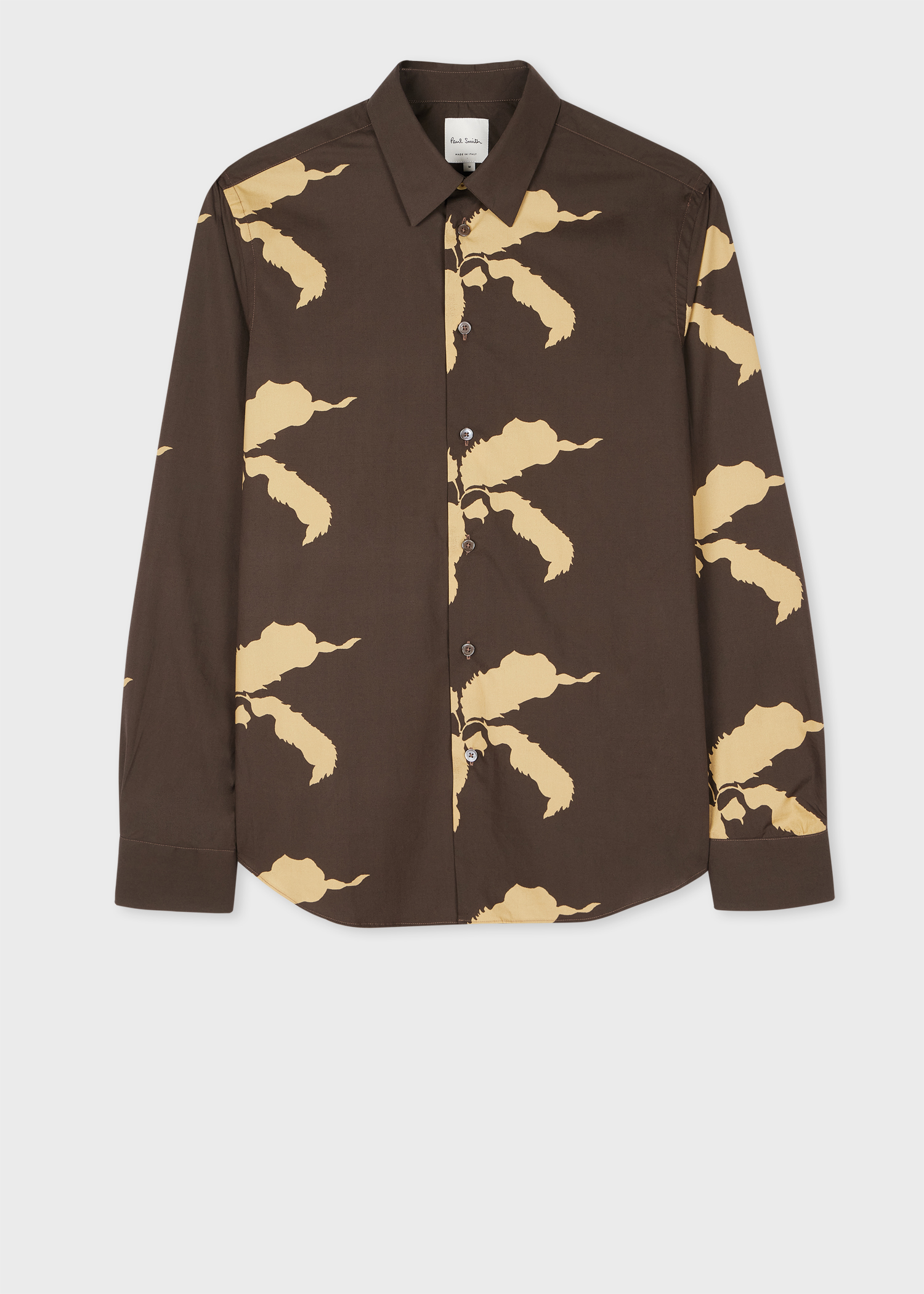 men-s-slim-fit-brown-repeating-floral-print-shirt