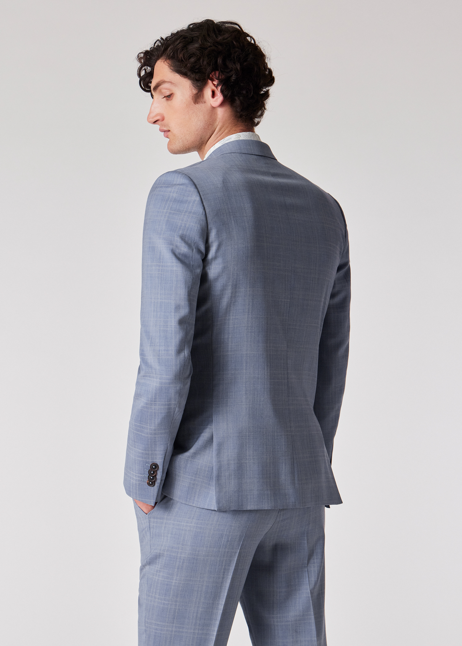 The Soho - Tailored-Fit Pale Blue Check Wool Suit