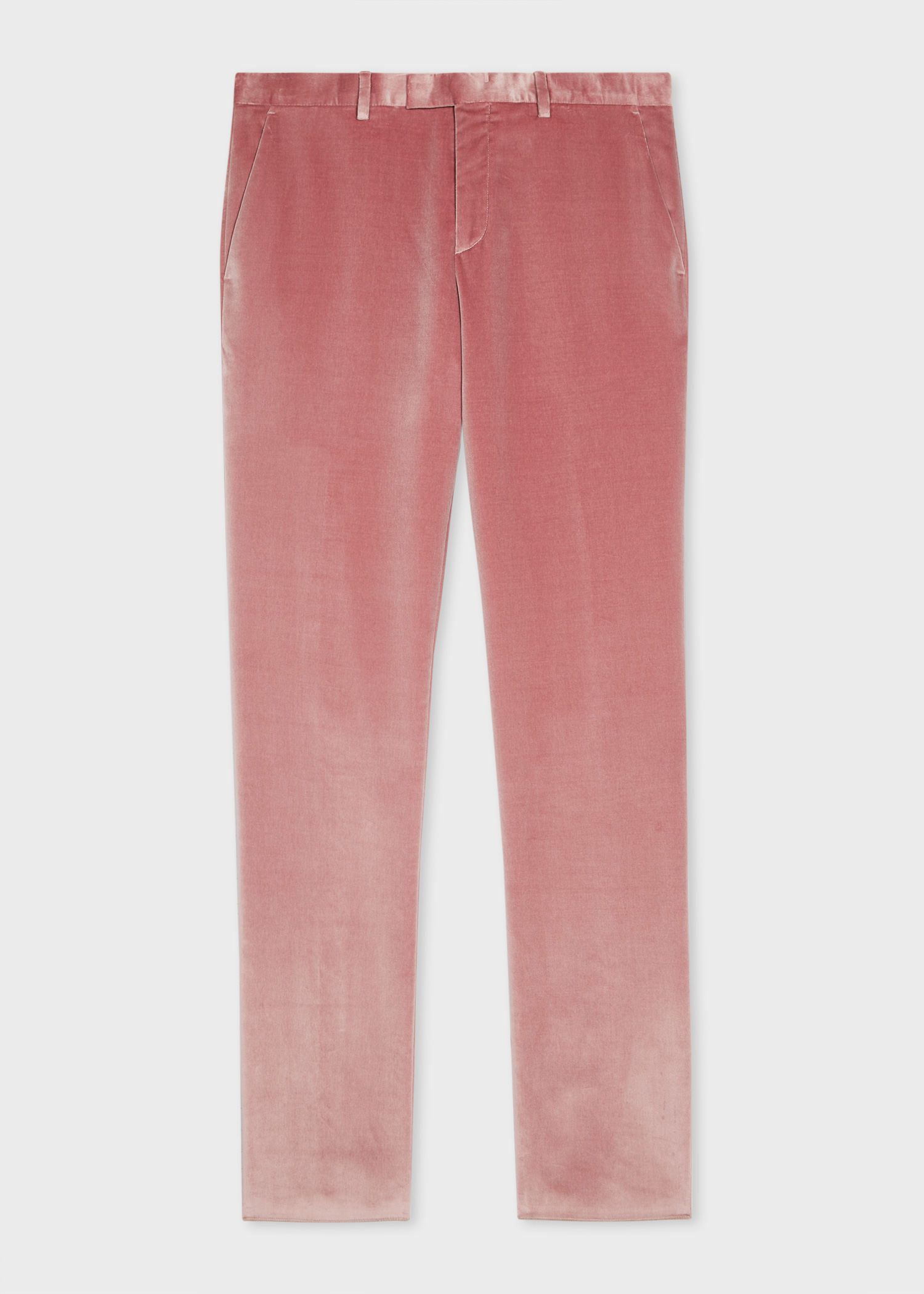 Men's Slim-Fit Dusty Pink Velvet Trousers