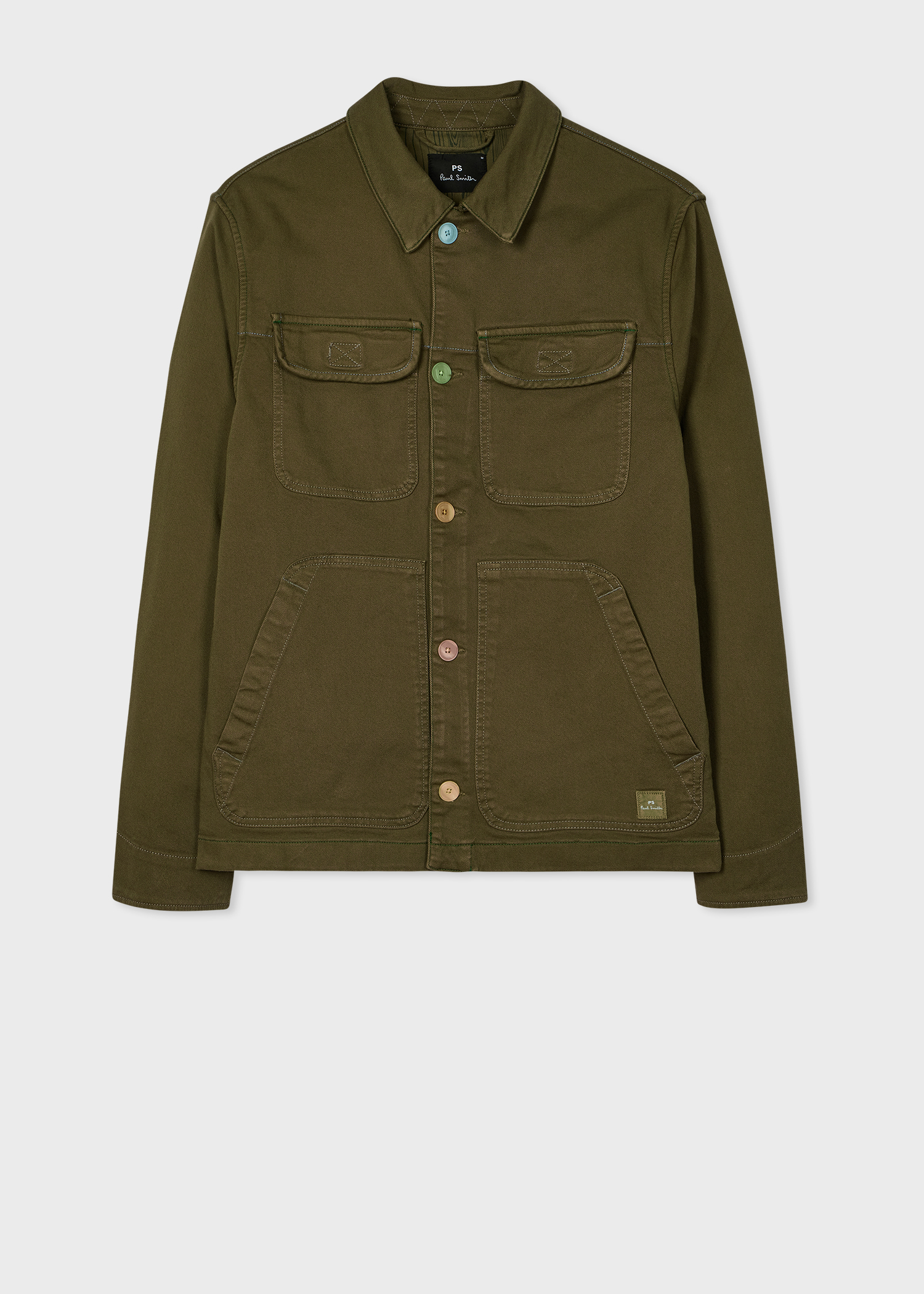 Men's Khaki Garment-Dyed Stretch-Cotton Chore Jacket