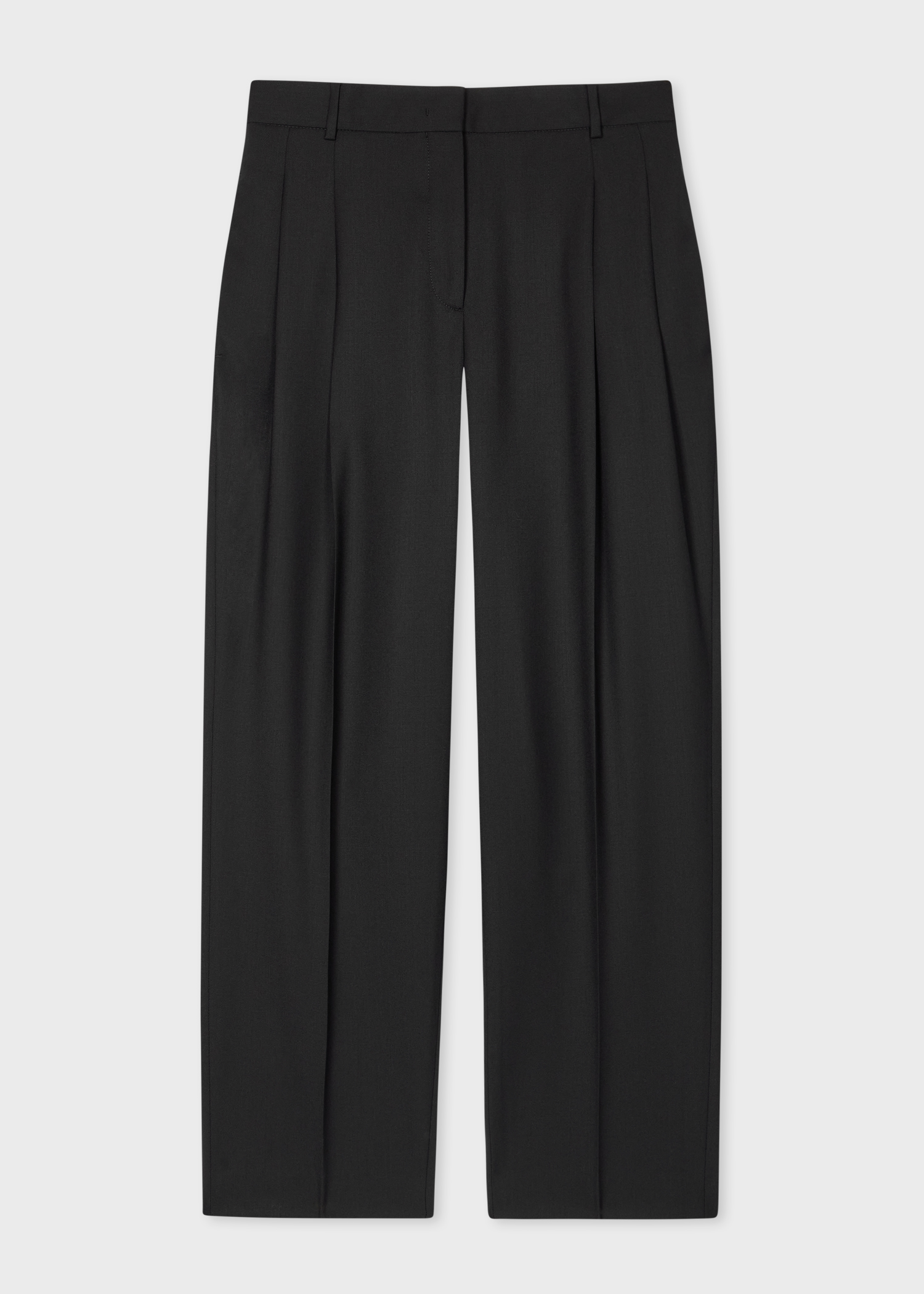 Women's 'A Suit To Travel In' Black Wool Twill Pleated Trousers