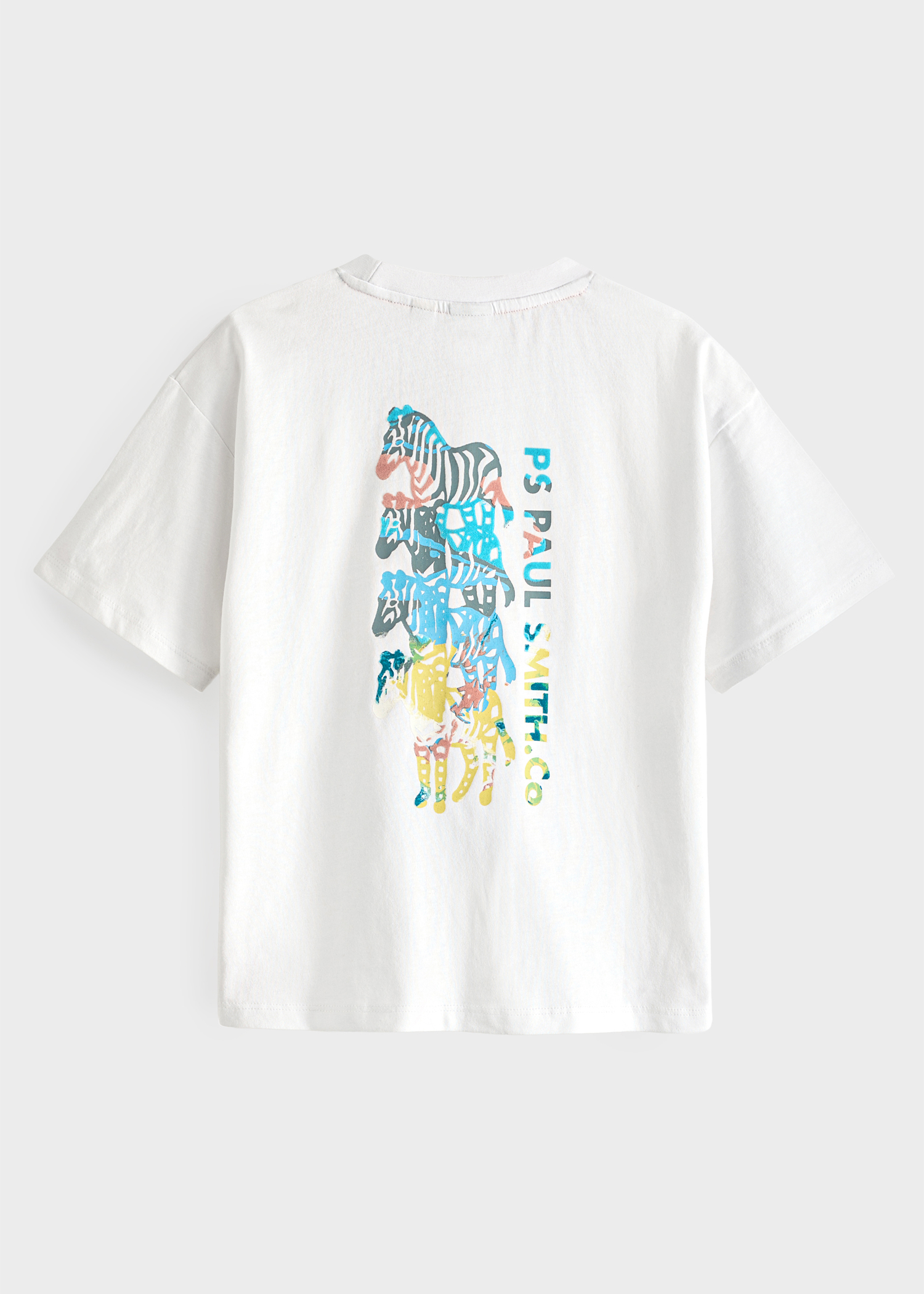 【関税&送料込】Paul Smith T-Shirt With Print 2-13 Years White 'Stacked Zebra' Print T-Shirt