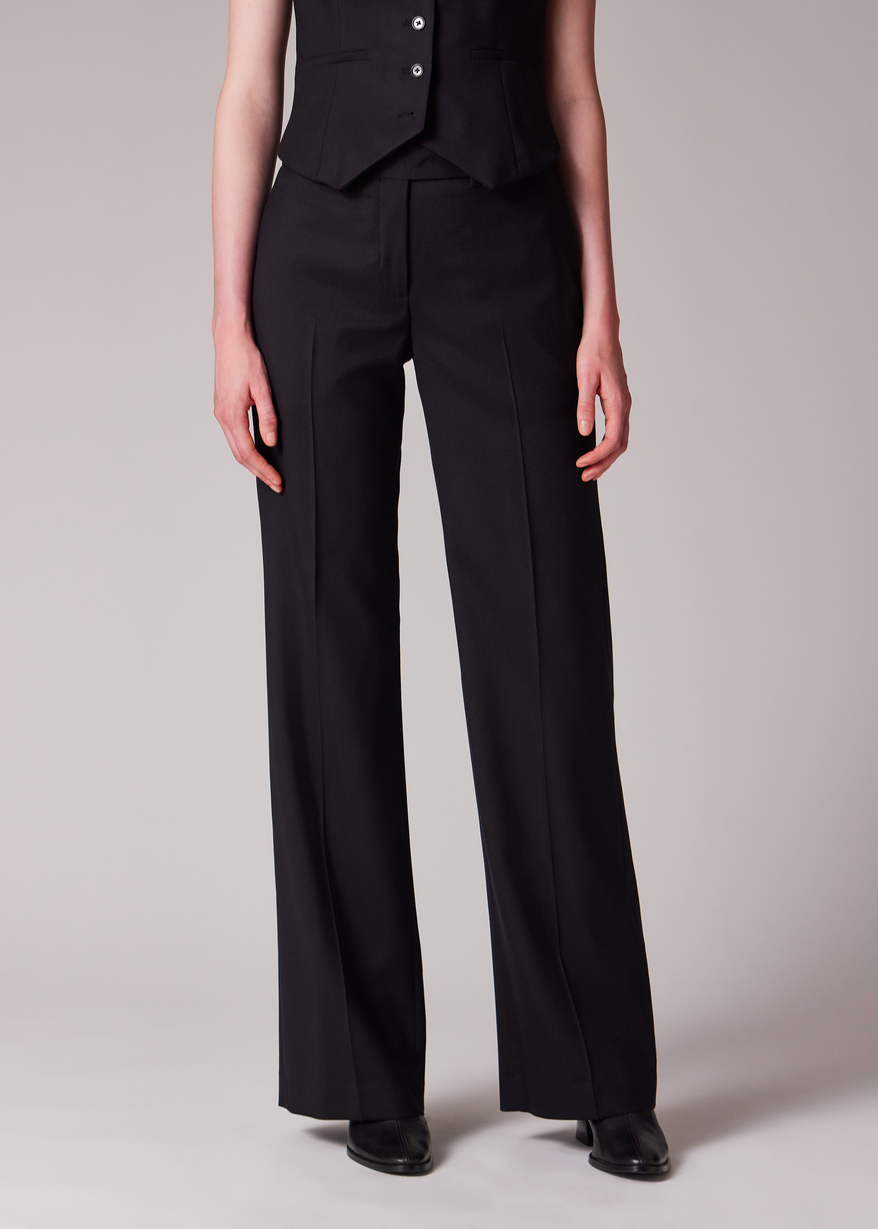 パンツ PAUL SMITH Women Straight Pants W2R312TM21404LT Blue Women's Navy Wool-Hopsack Wide Leg Pants
