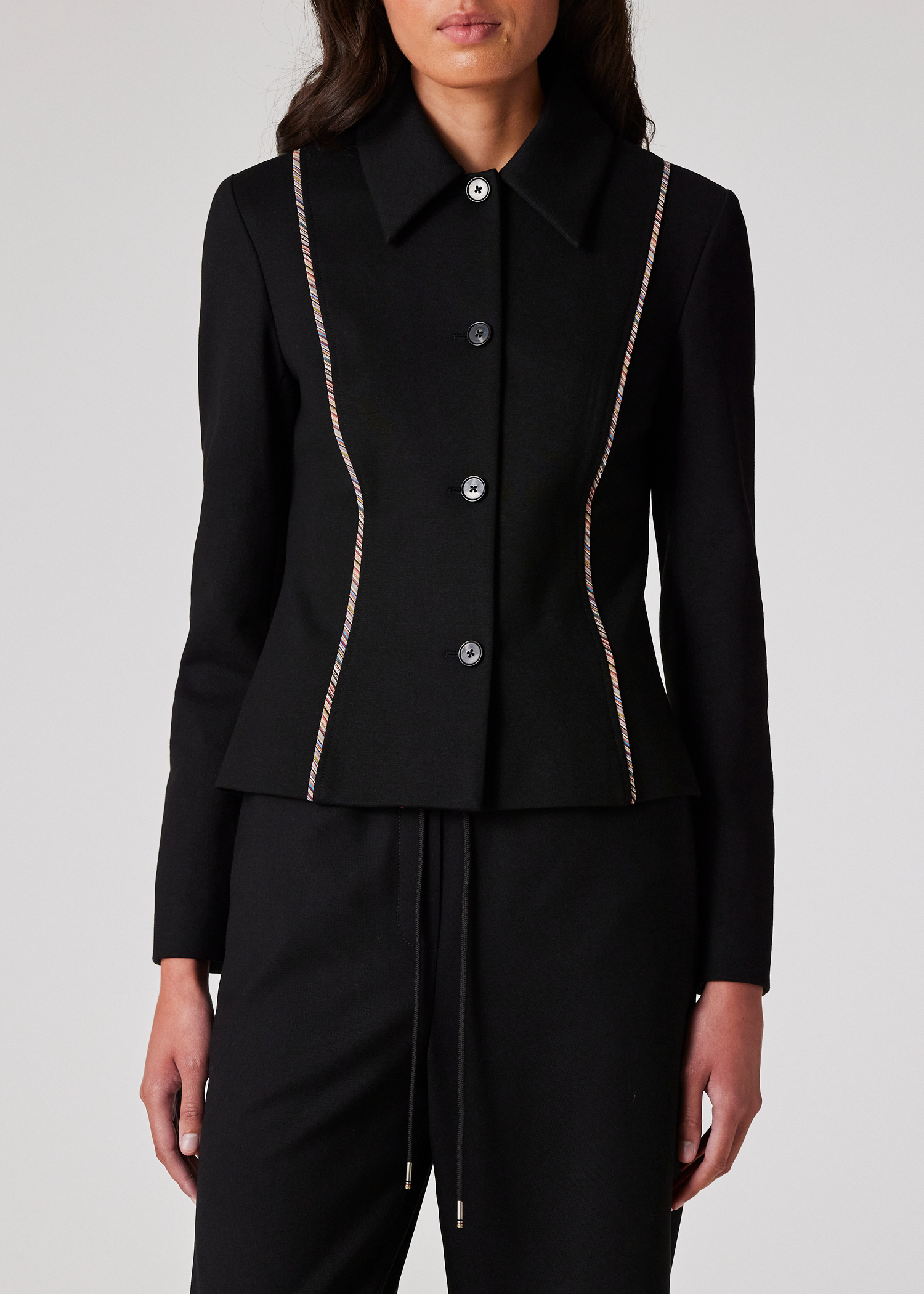Paul Smith Women's Black Milano Jacket with Signature Stripe