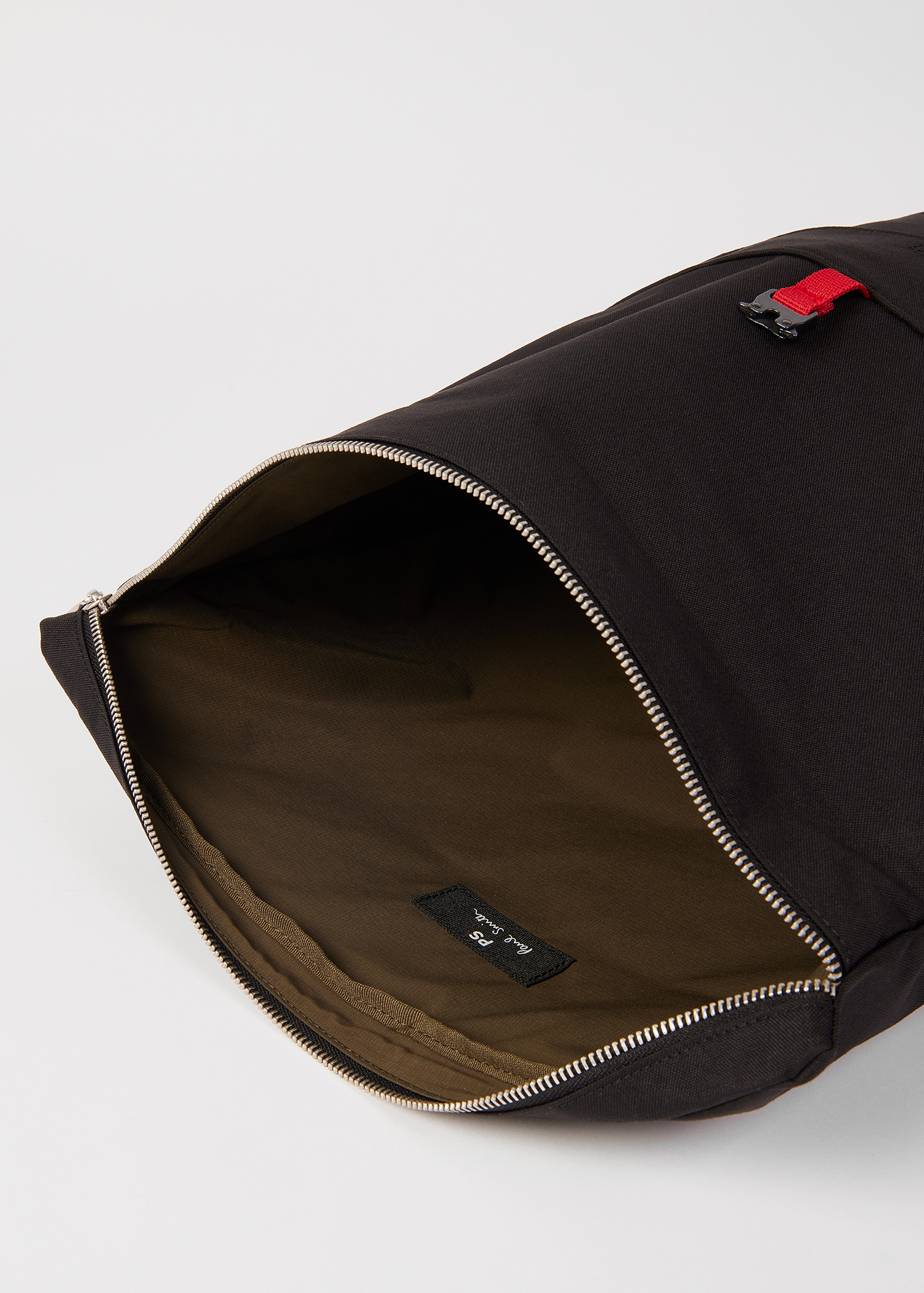 Men's Black Nylon Utilitarian Roll-Top Backpack
