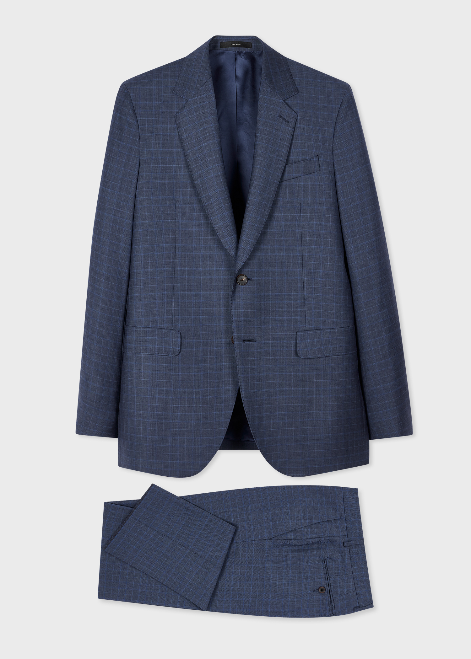 The Bloomsbury - Easy-Fit Navy Blue Check Wool Suit