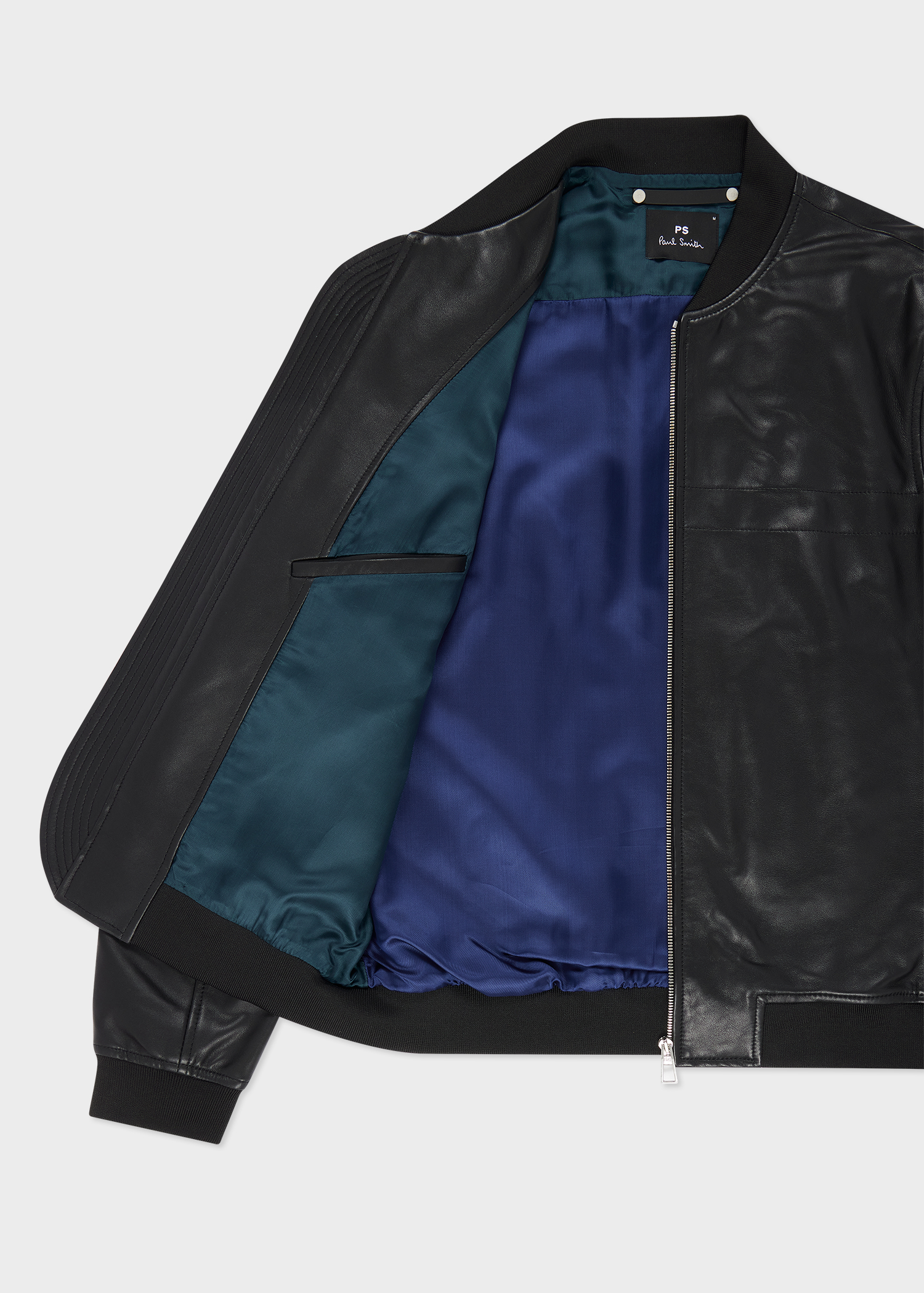 PS by Paul Smith Black Zip Leather Bomber Jacket