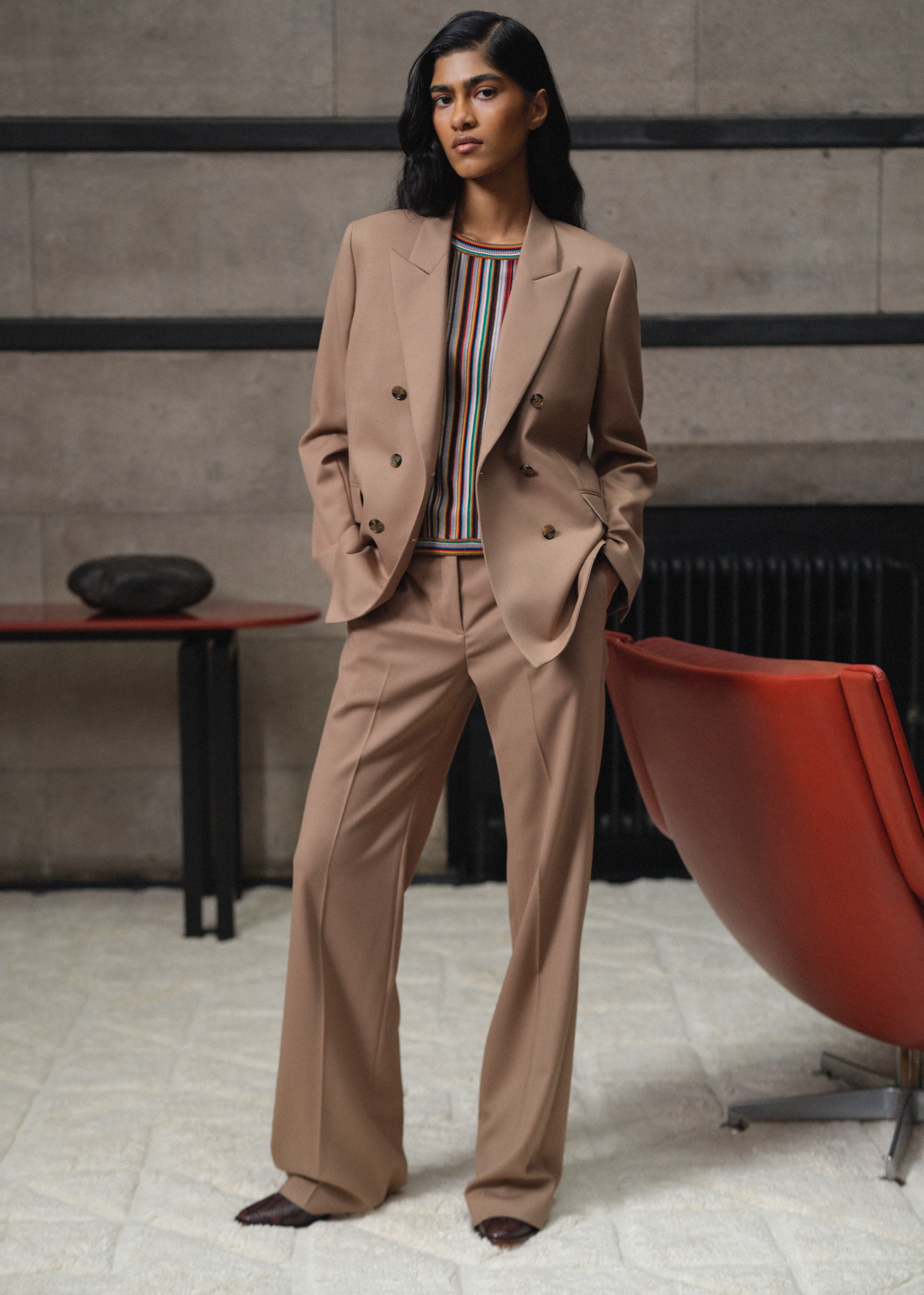 Women's 'A Suit To Travel In' - Taupe Wool Bootcut Trousers
