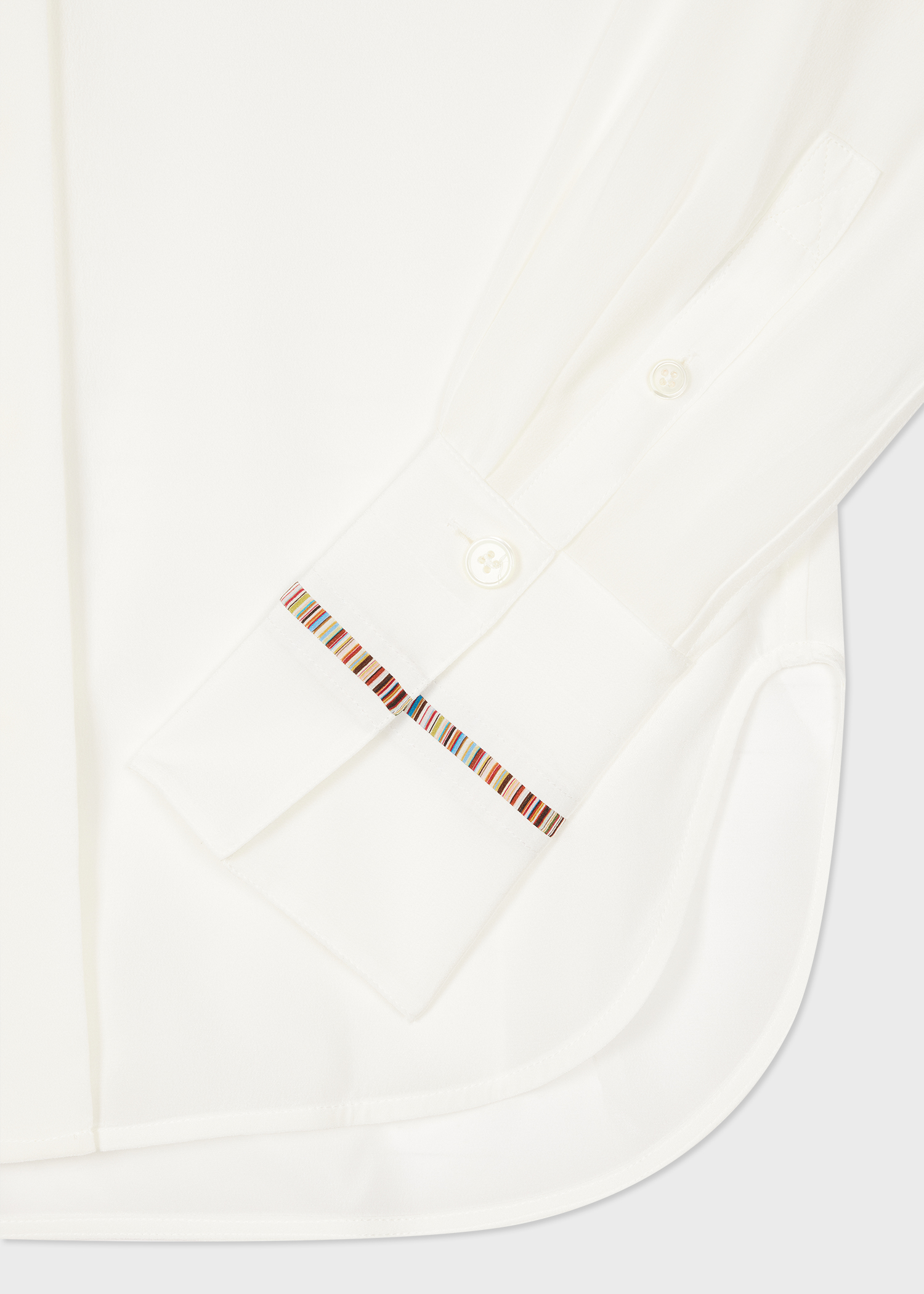 Women's White Silk 'Signature Stripe' Detail Shirt
