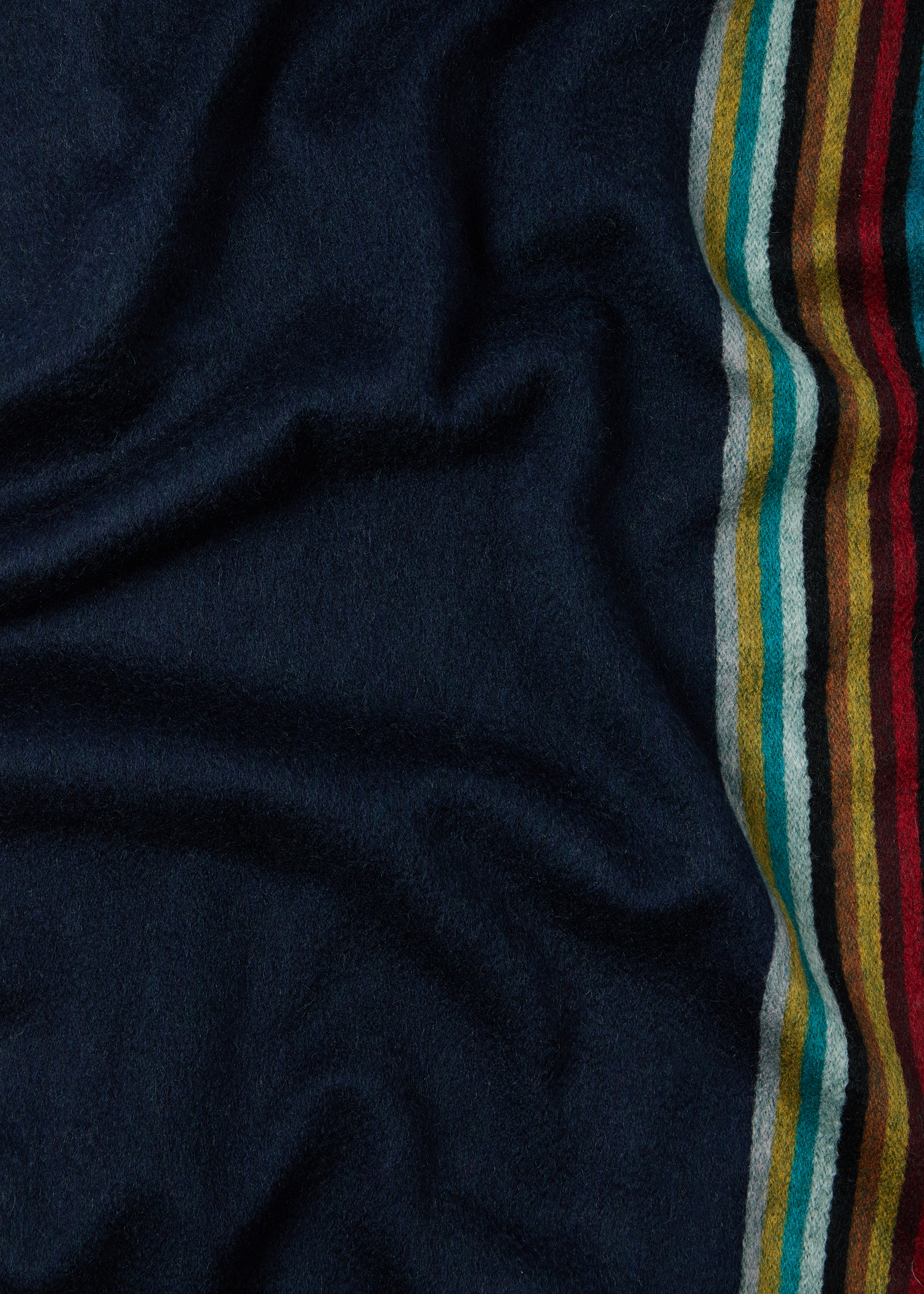 Men's Navy Cashmere 'Signature Stripe' Edge Scarf