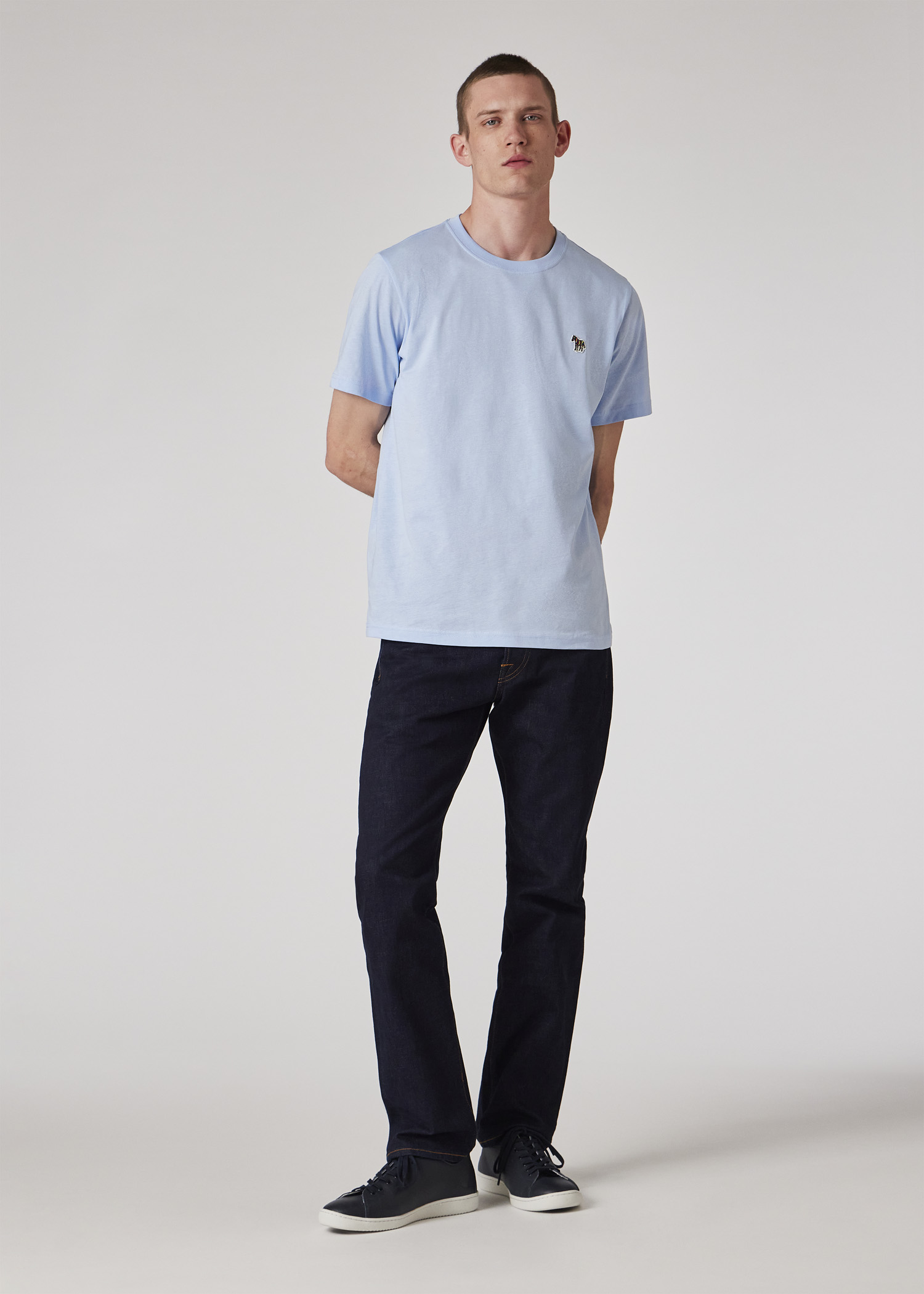 Men's Pale Blue Organic Cotton Zebra Logo T-Shirt