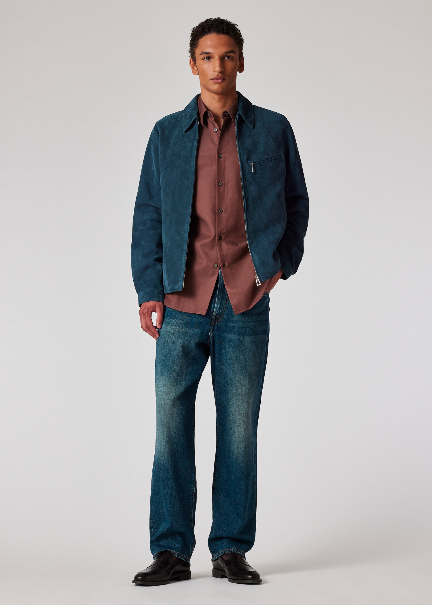 PS Paul Smith Petrol Blue Suede Jacket | King's Cross