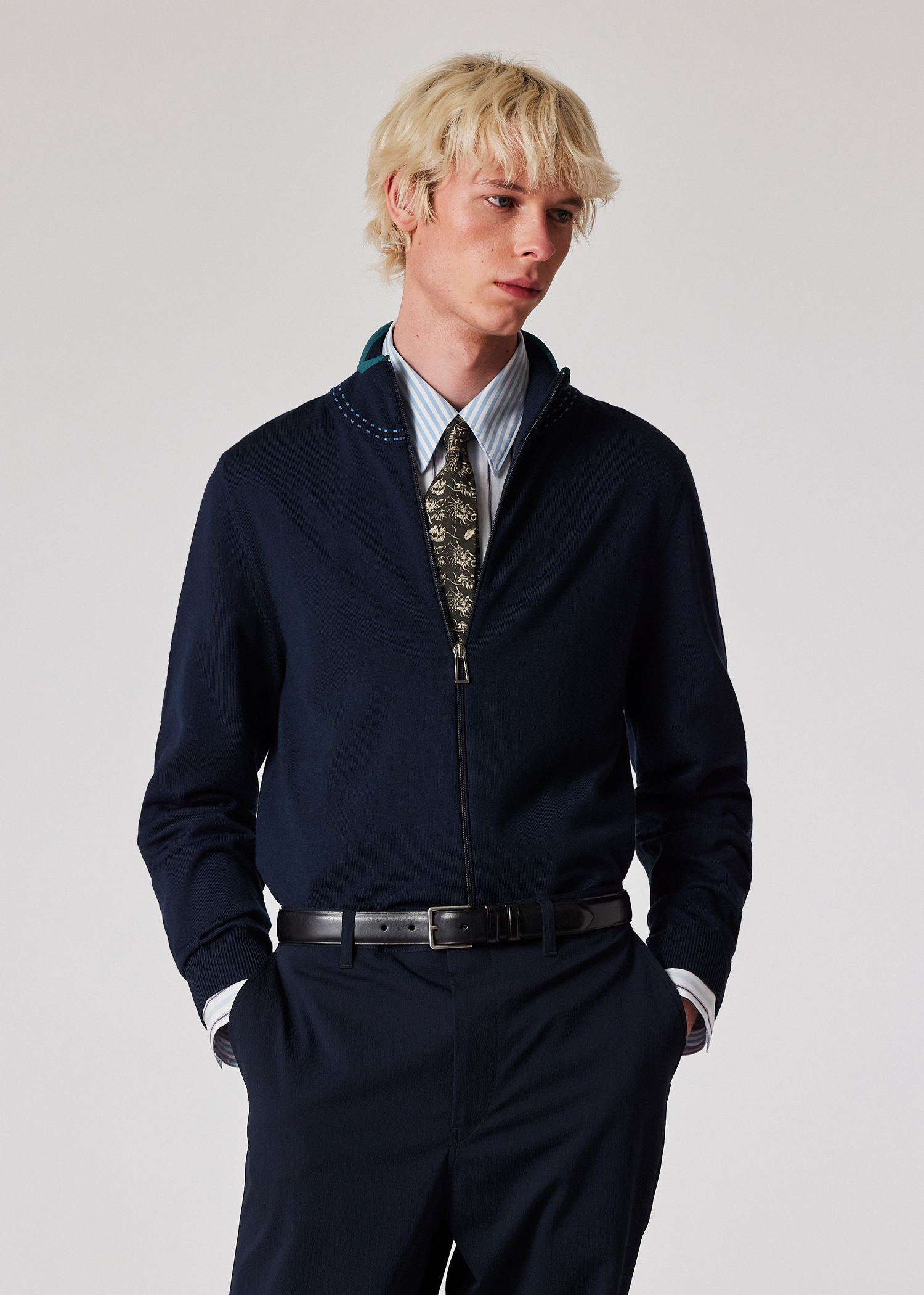 PAUL SMITH Merino outlet Wool Zip-Up Cardigan