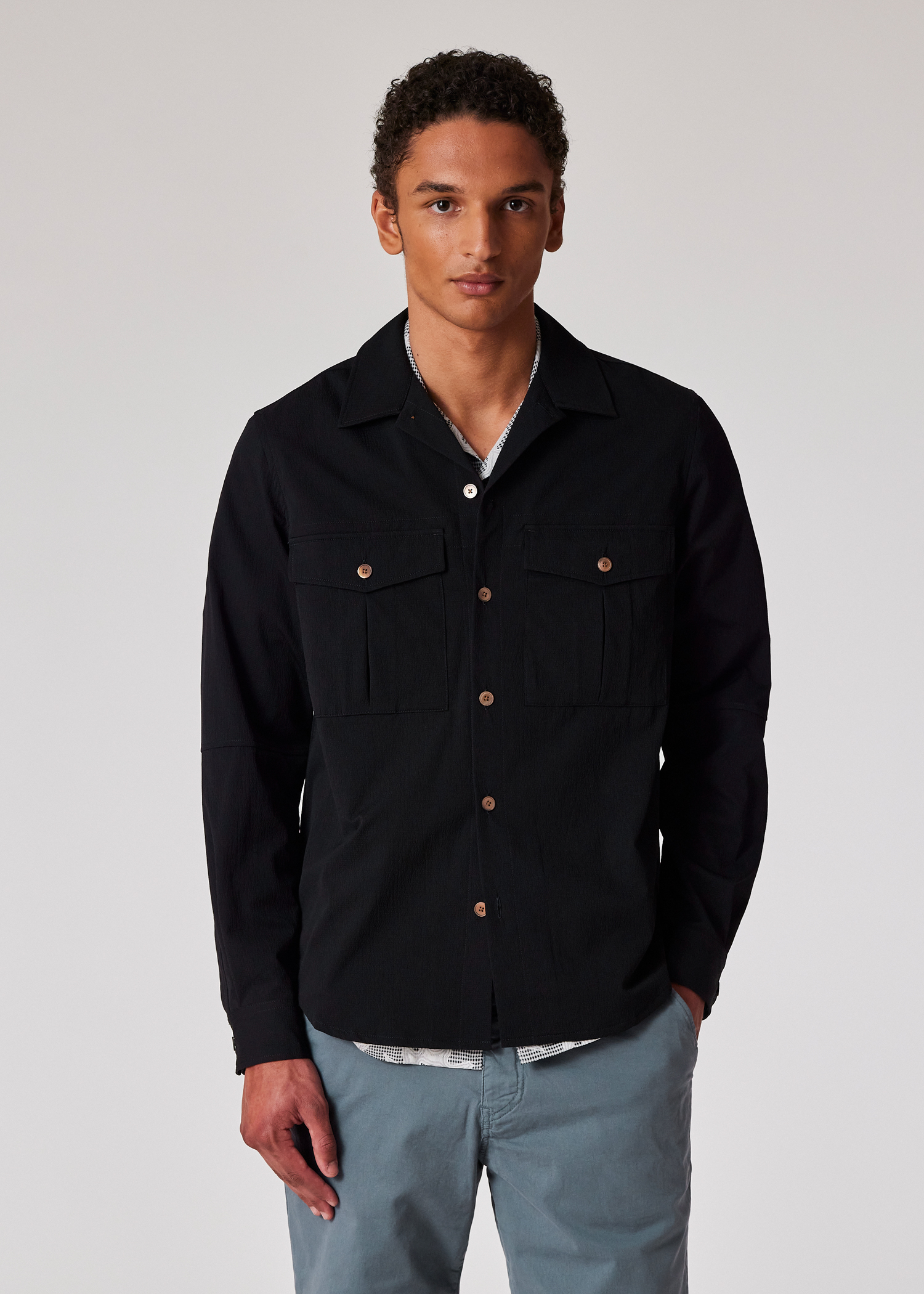 Men's Black Double-Pocket Utility Shirt