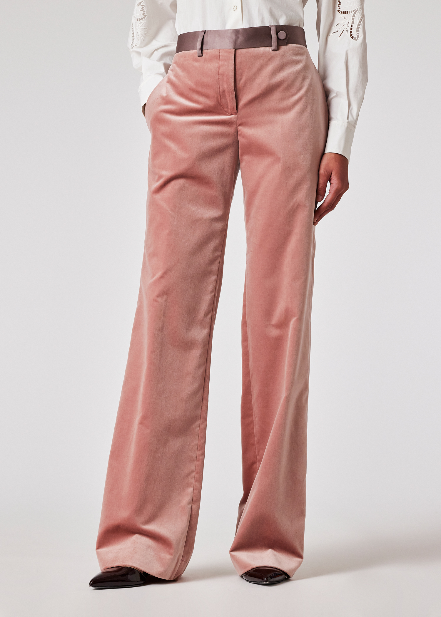 Paul Smith Women's Pink Bootcut Velvet Trousers | King's Cross