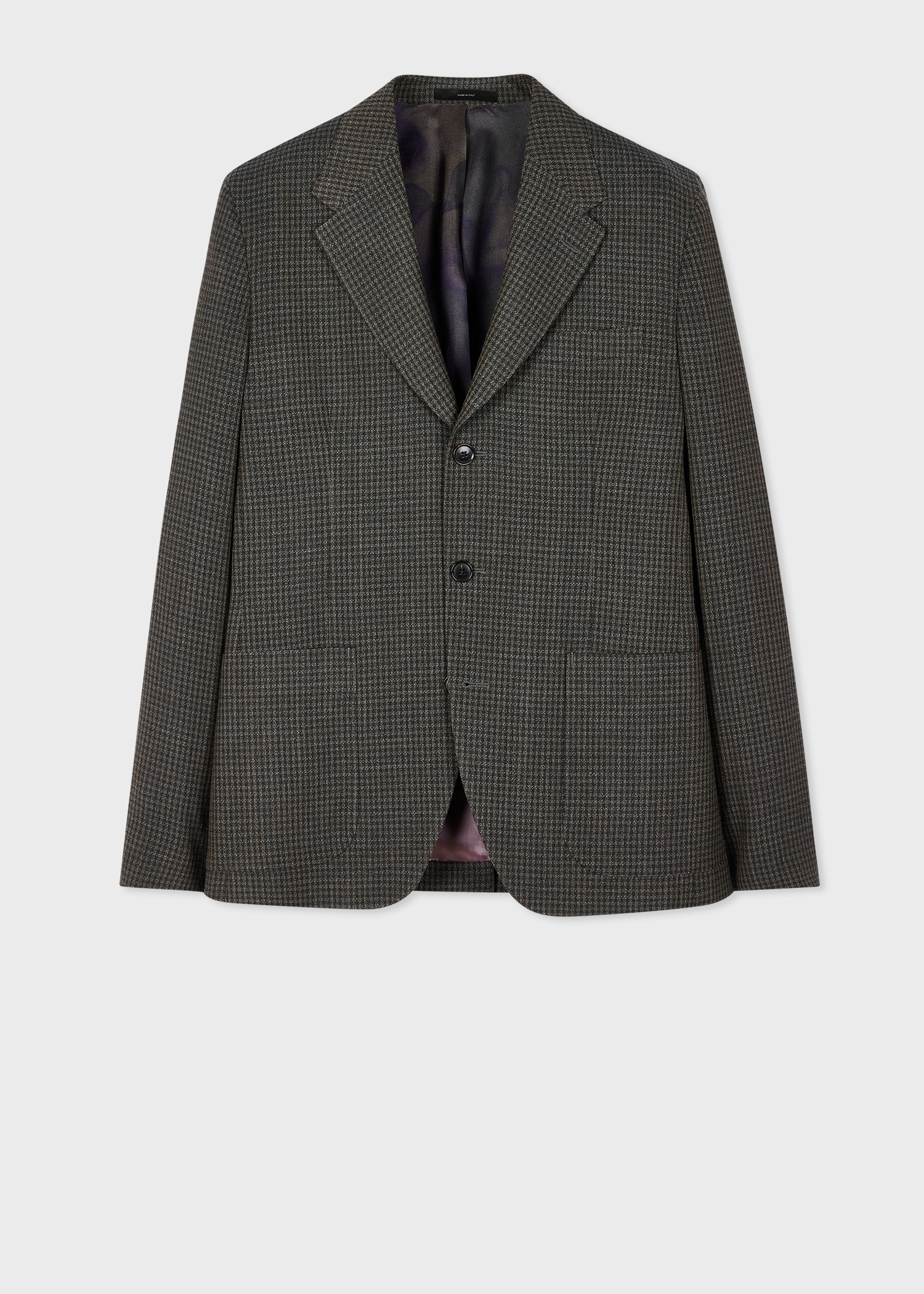 Slim-Fit Green Gingham Check Stretch-Wool Three-Button Blazer