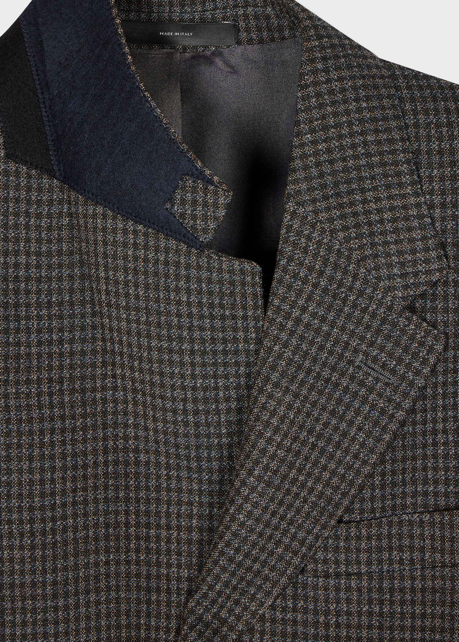Slim-Fit Green Gingham Check Stretch-Wool Three-Button Blazer