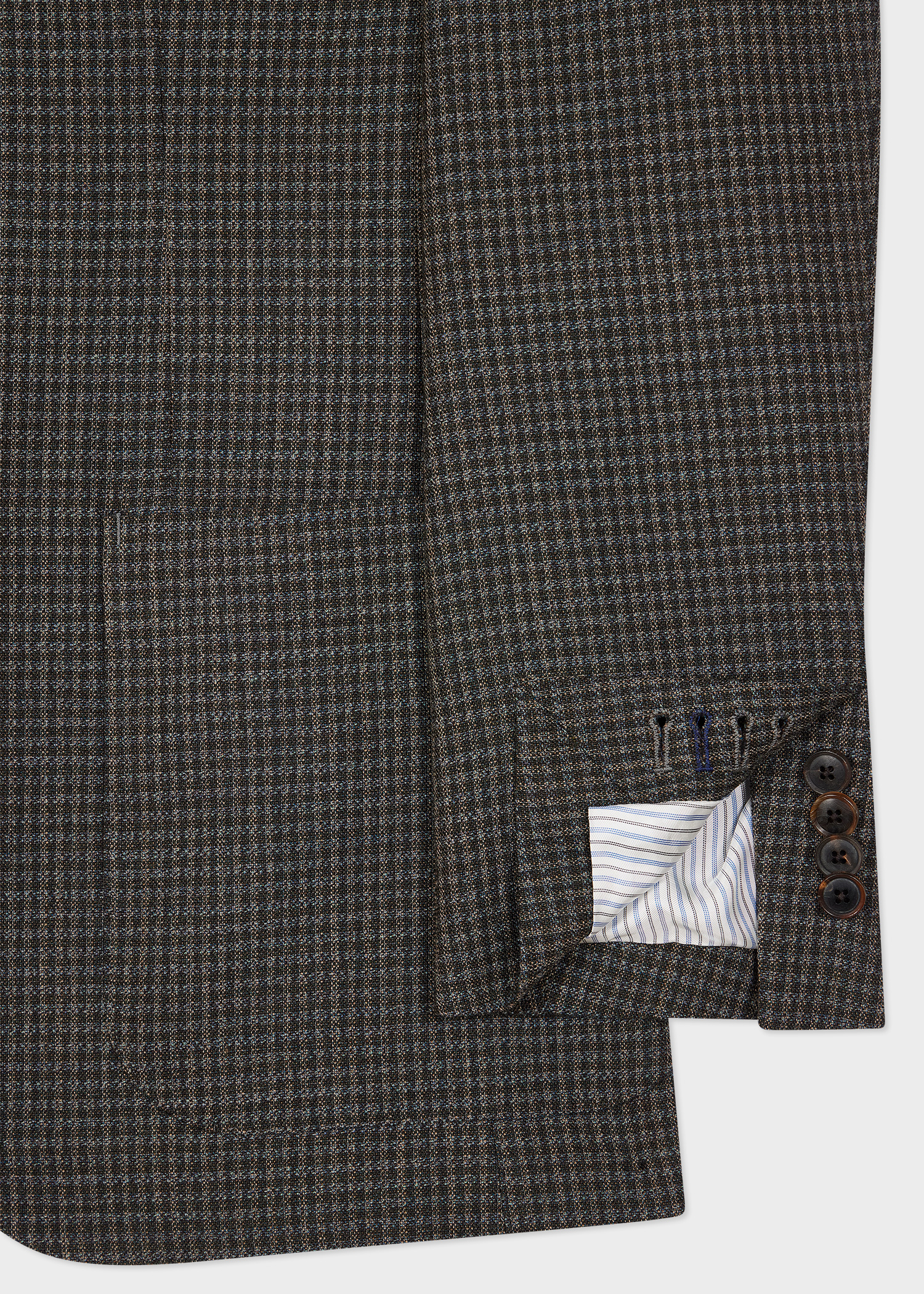 Slim-Fit Green Gingham Check Stretch-Wool Three-Button Blazer