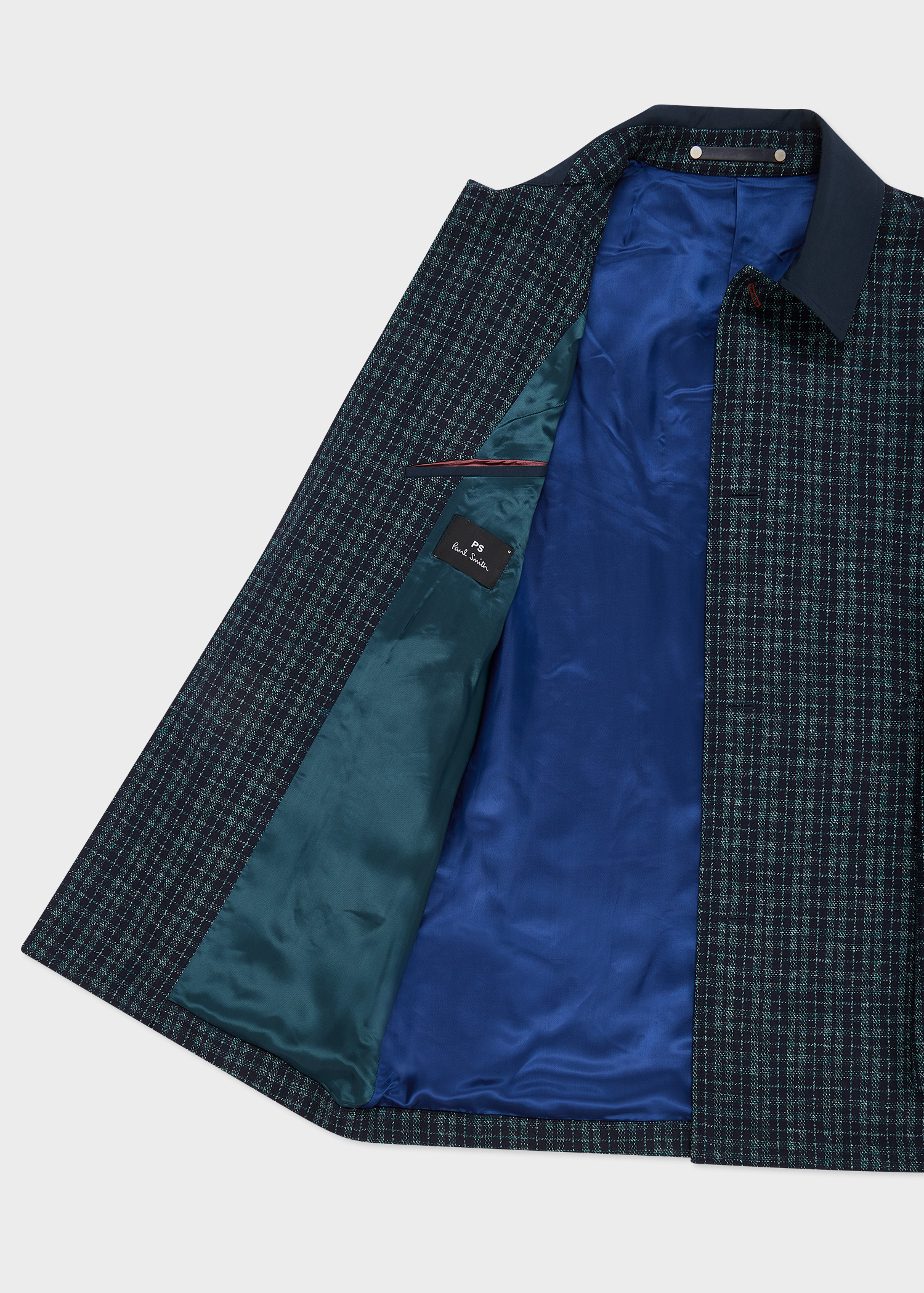 PS Paul Smith Navy Recycled Wool-Blend Cropped Coat | King's