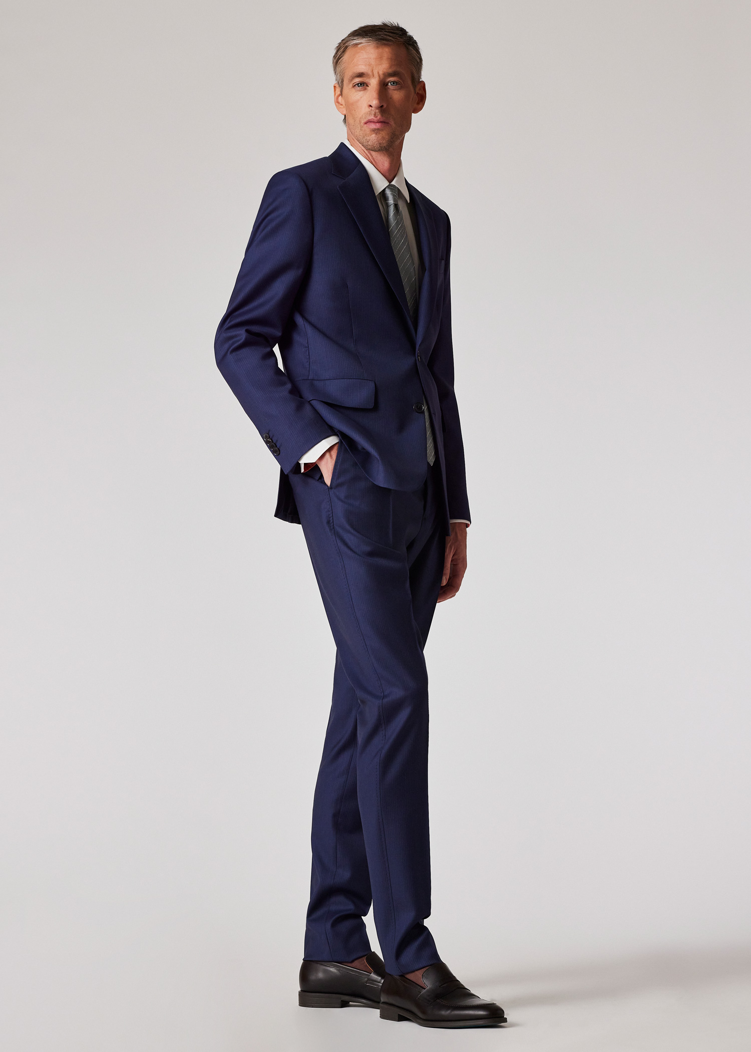 Men's The Brierley - Navy Pinstripe Wool Suit